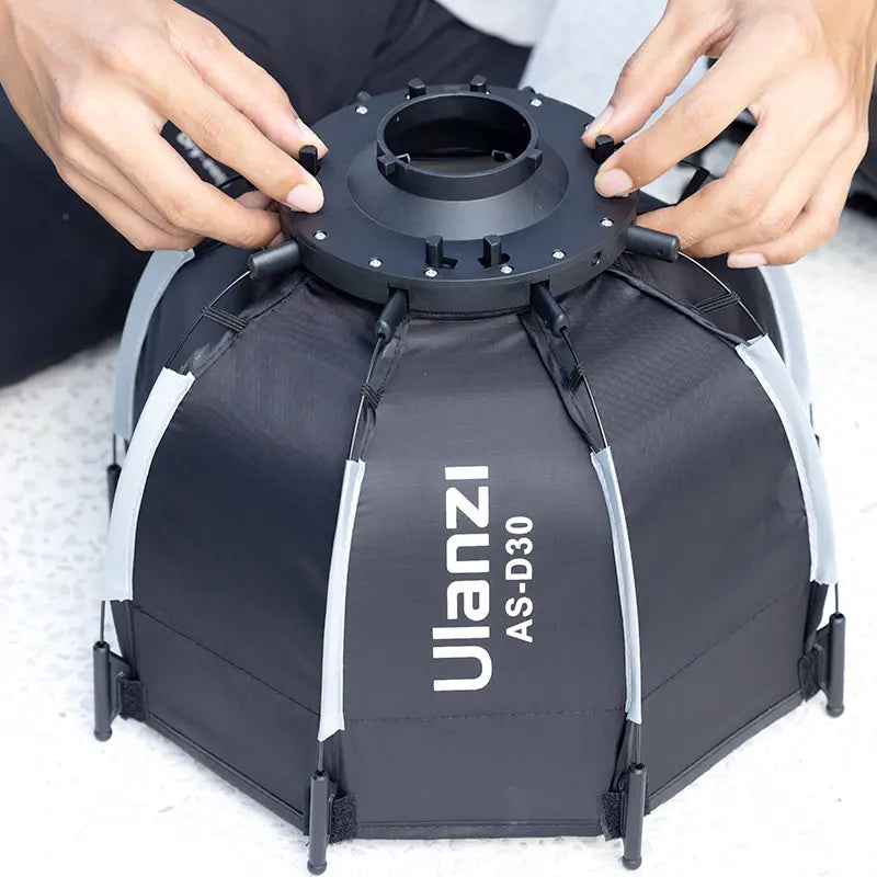 Ulanzi 30cm Octagonal Softbox with Mini Bowens Mount & Honeycomb Grid - Professional Photography Lighting Diffuser for Studio, Portrait, and Product Photography (Model L083GBB1)