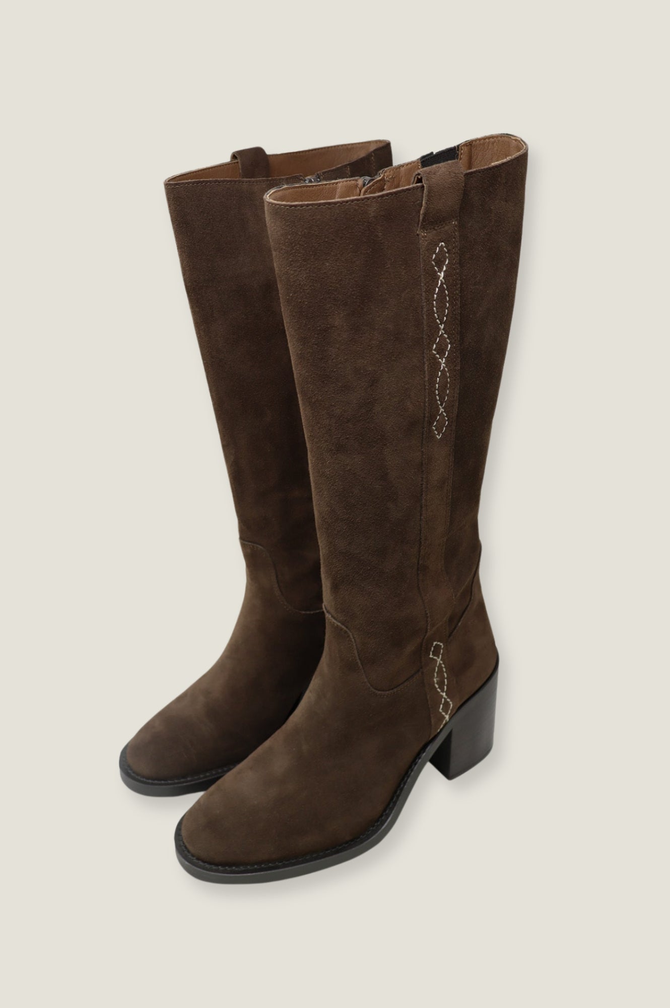 ALPE Selena Knee High Suede Boots for Women - Chocolate Brown Leather Boots - Comfortable Winter Fashion Boots for Cold Weather & Outdoor Activities