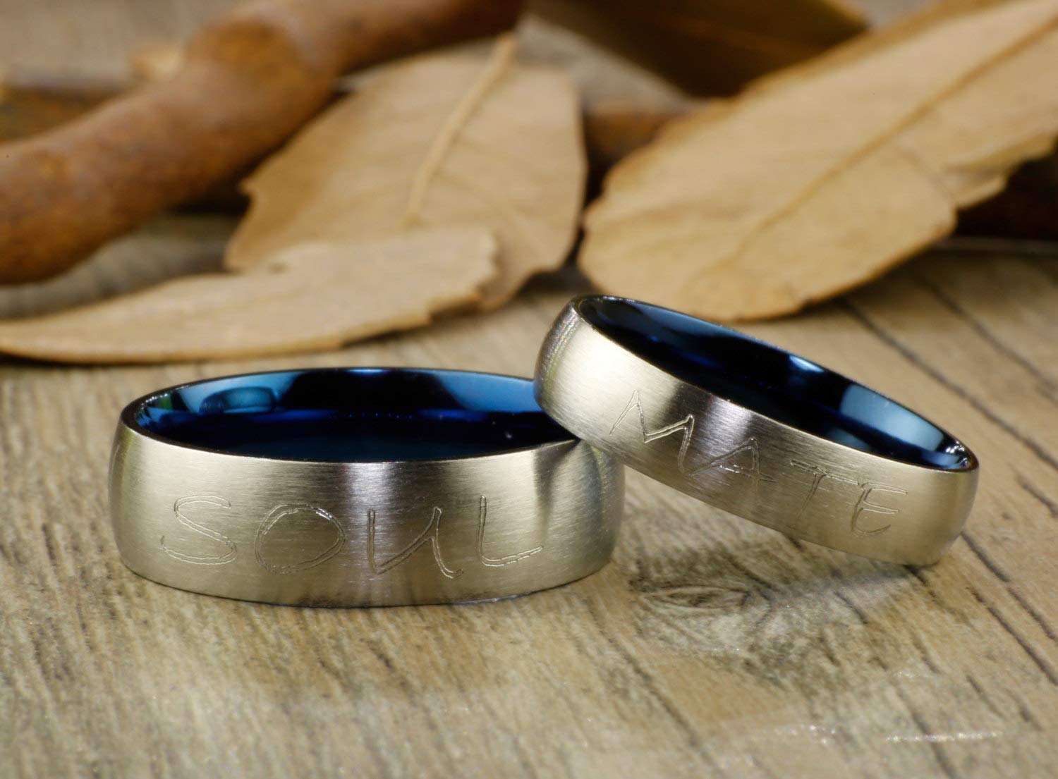 Custom Titanium Wedding Bands Set - Matte Blue Couple Rings for Men & Women - Anniversary Promise Rings - Perfect for Engagements, Vow Renewals & Romantic Gifts