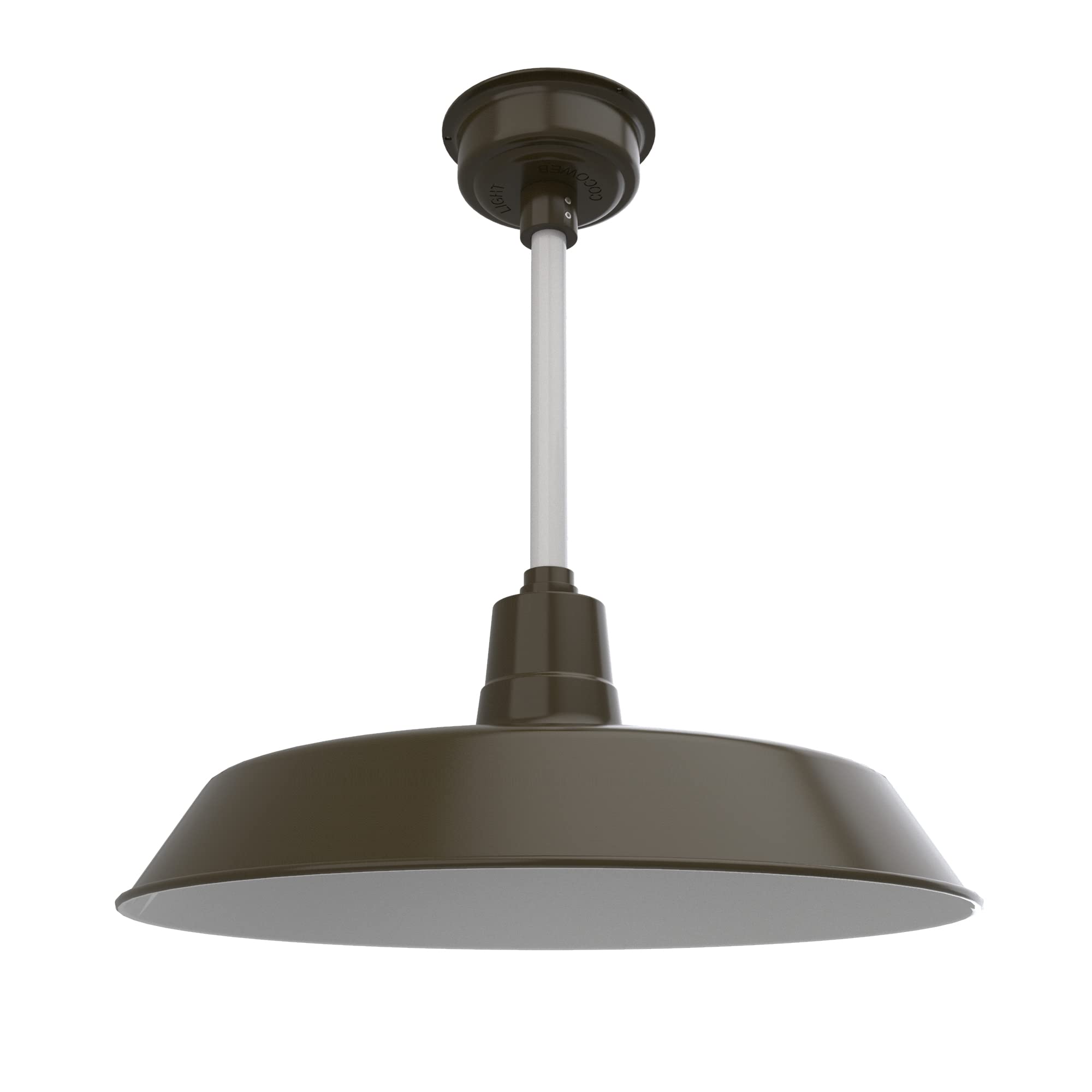 Cocoweb 22 Inch Vintage LED Barn Light Fixture - Mahogany Bronze Finish with White Down Rod - Perfect for Farmhouse, Kitchen Island & Porch Lighting