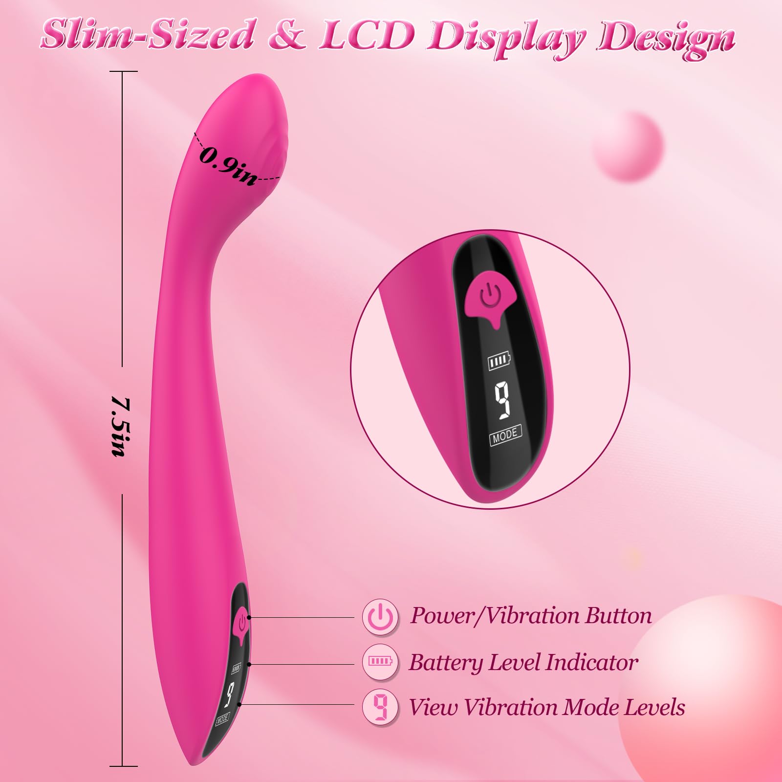 G Spot Vibrator with 9 Vibrations - Waterproof Wand Massager for Women & Couples, Perfect for Bedroom Play