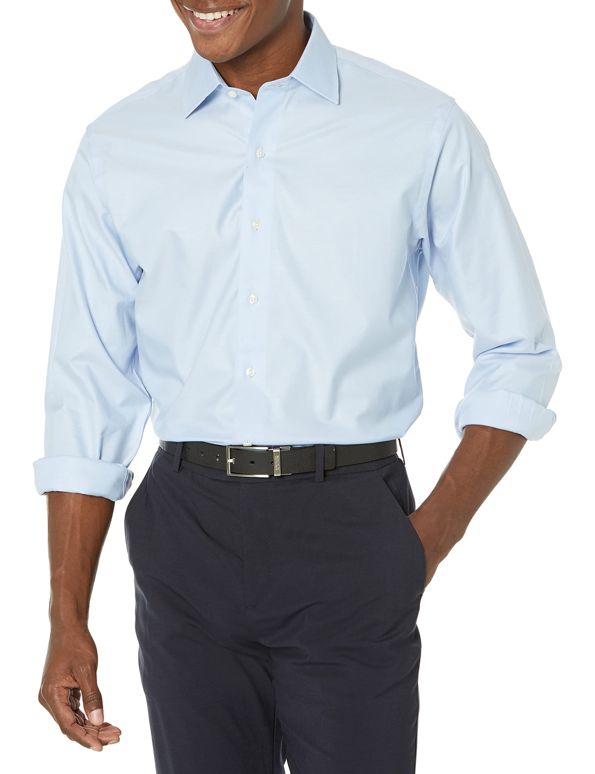 Brooks Brothers Men's Non-Iron Stretch Twill Solid Ainsley Spread Collar Dress Shirt - Comfortable Office & Formal Wear for Business Professionals