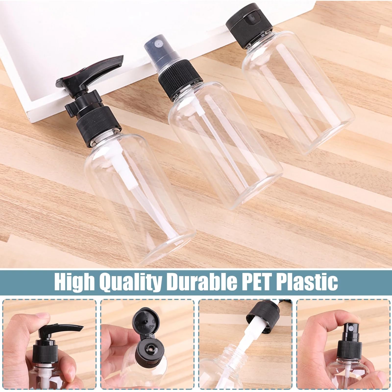 ROKTRY 7-Piece Leakproof Travel Bottles Set with Toiletry Containers & Zipper Bag - Refillable Squeezable Cosmetic Shampoo Jars - Portable Liquid Travel Accessories for Toiletries, Shampoo, Lotion & Skincare (Ideal for Air Travel, Gym, Camping & Vacation)
