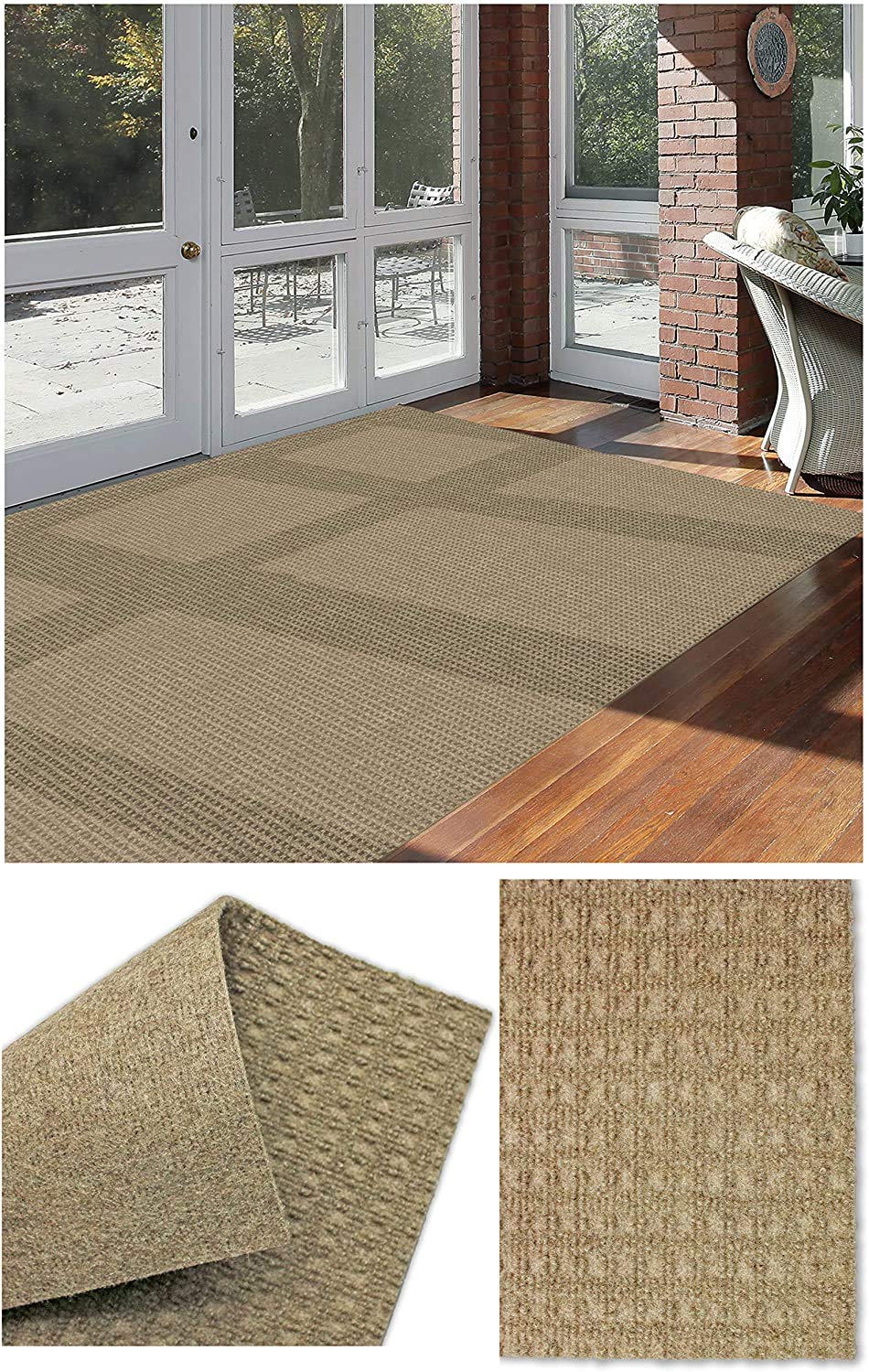 Soft & Durable Taupe Indoor/Outdoor Area Rug 10'x18' - Lightweight, Flexible & Easy to Clean - Perfect for Patio, Deck, Living Room & Dorm Use