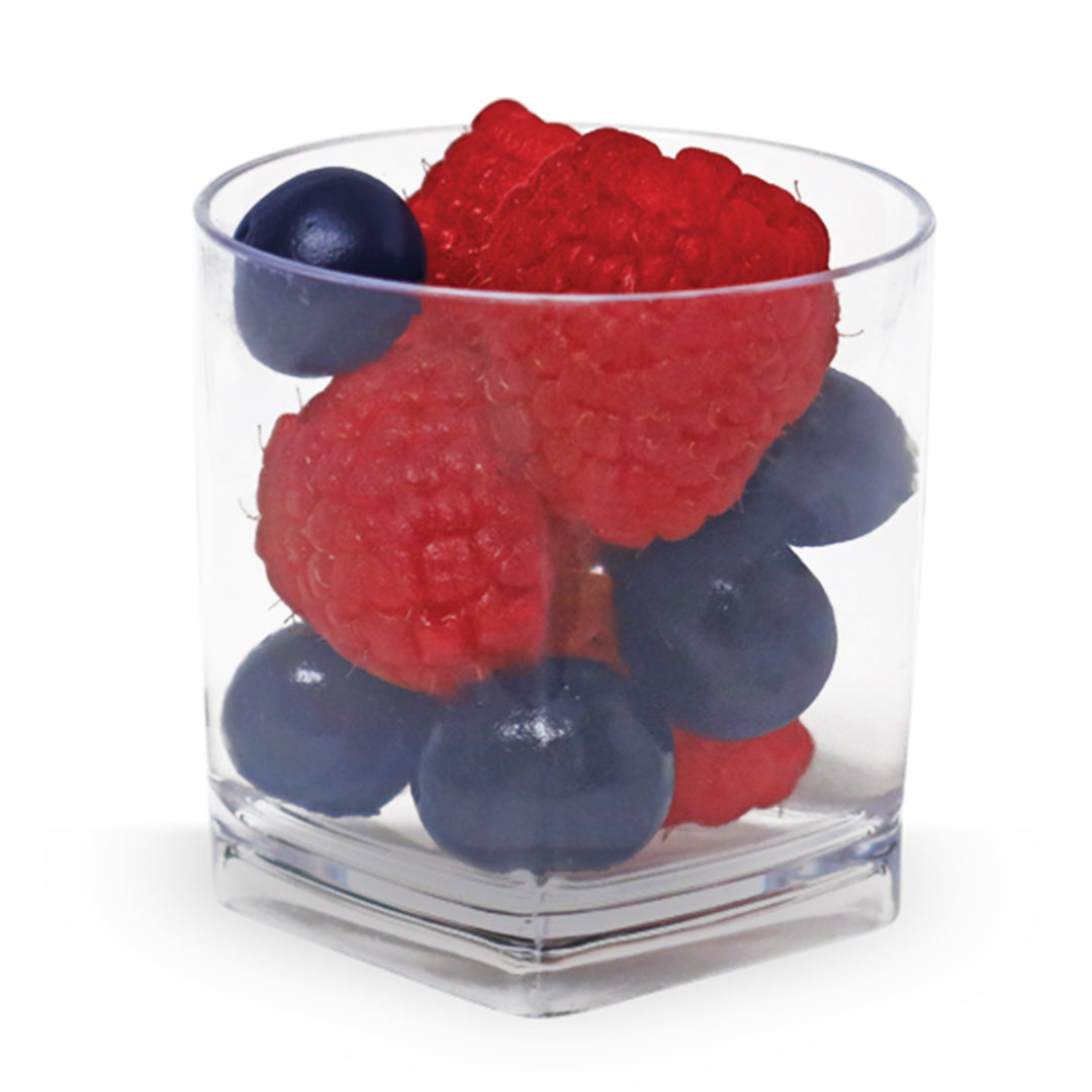 1.5 oz Clear Plastic Mini Tumbler with Square Bottom - Pack of 12 | Perfect for Party Favors, Wedding Decorations, and Small Condiment Serving