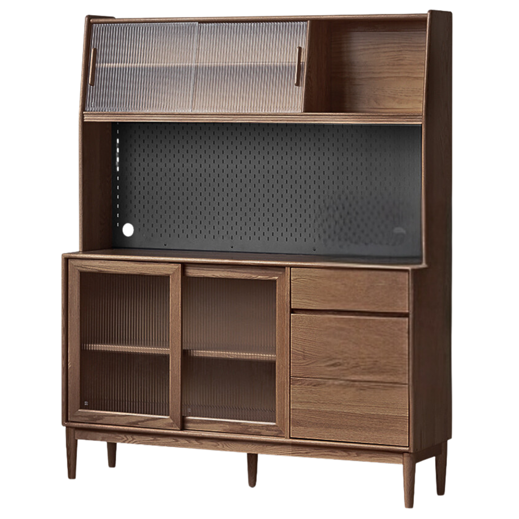 Solid Oak Wood Modern Dining Sideboard - Wall-Mounted Buffet Cabinet for Dining Room Storage & Decor