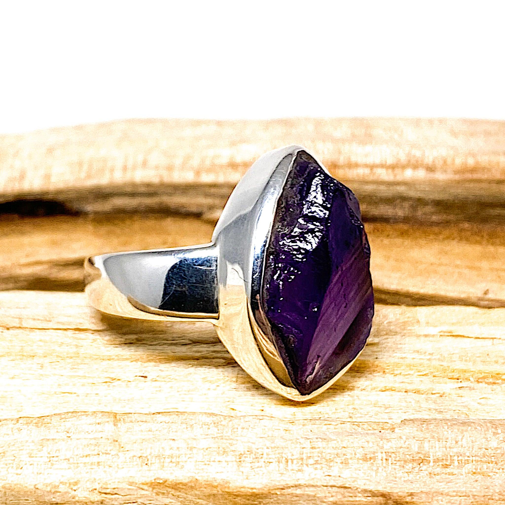 Natural Amethyst Raw Stone Ring Size 6.5 - Handmade Boho Jewelry for Women - Perfect for Spiritual Healing, Meditation & Everyday Wear