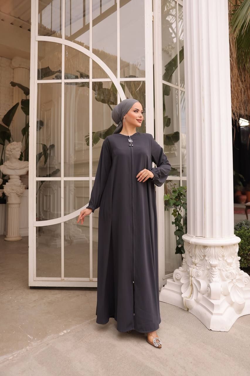 Halah Zipper Front Abaya for Women - 8 Stylish Colors | Modest Islamic Dress for Prayer, Eid & Special Occasions