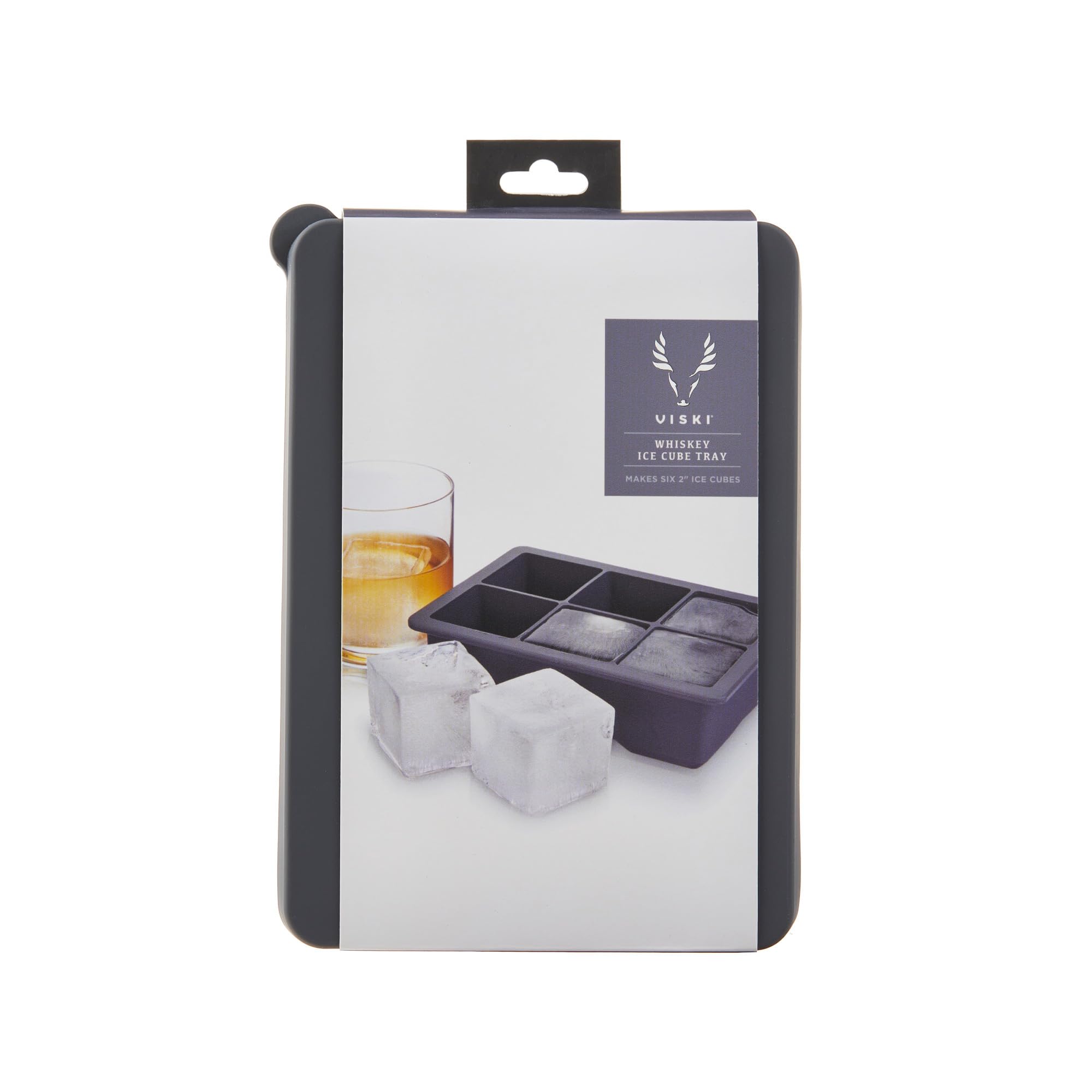 Premium Silicone Whiskey Ice Cube Mold Set - Large Square Ice Trays for Bourbon, Scotch & Cocktails - Perfect for Home Bars, Parties & Gift Giving (Grey)