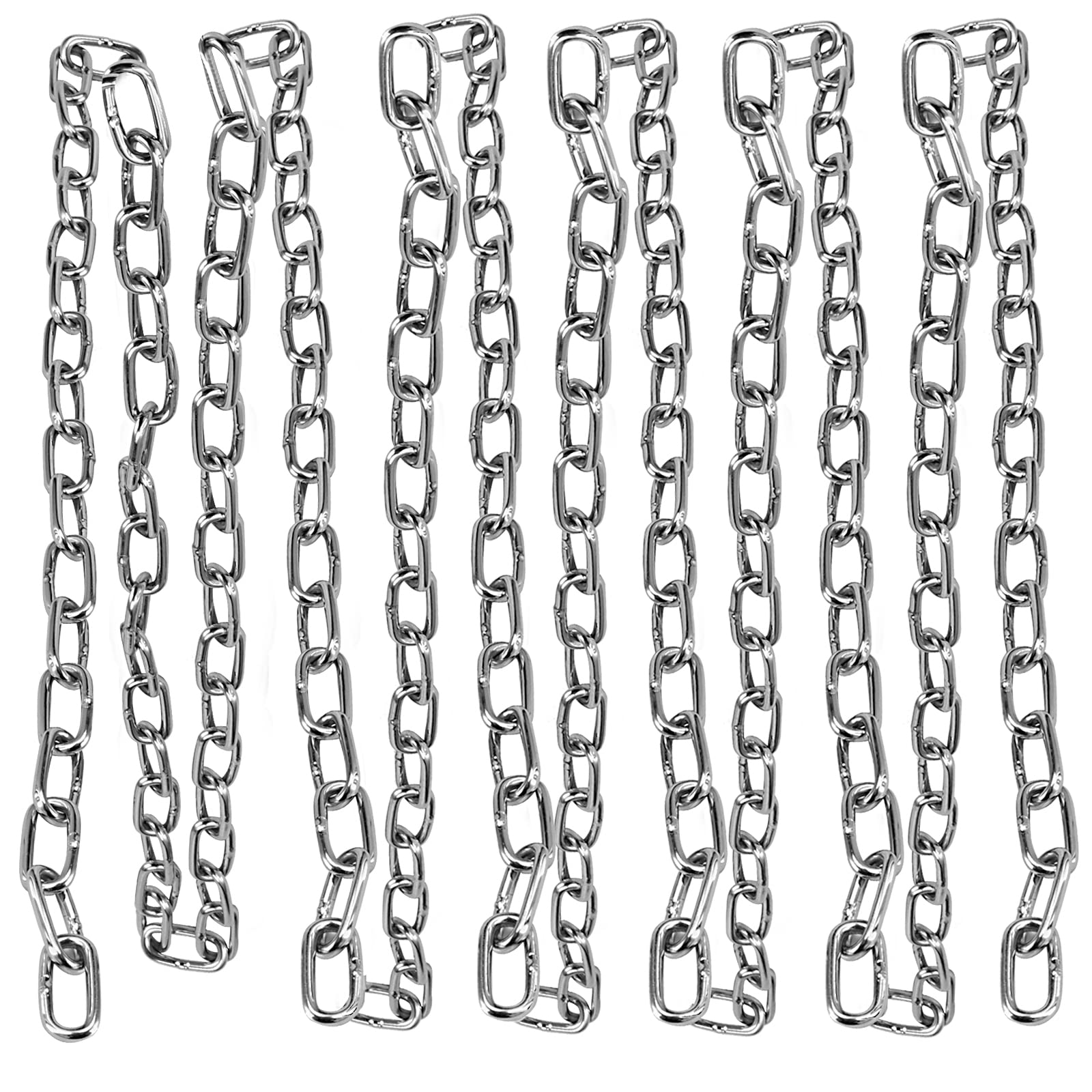 HOZEON 26 Feet x 3/16 Inch 304 Stainless Steel Heavy Duty Utility Chain - Silver | for Hanging, Camping, Guardrail, Swing, Towing | Outdoor, Industrial & Home Use