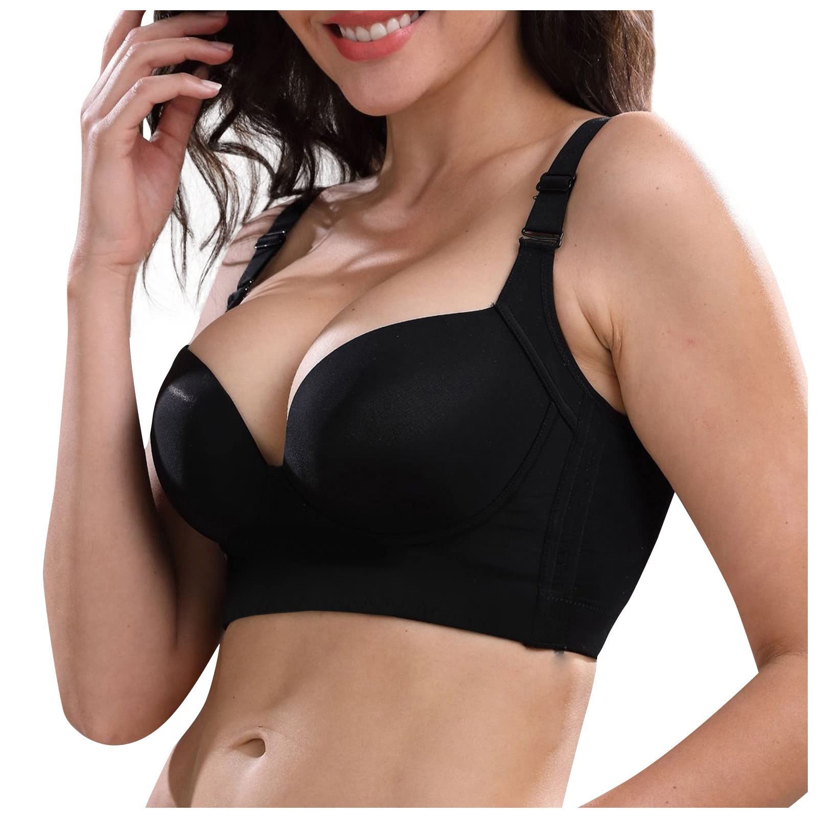 Wire-Free Plunge Sports Bras for Women - Seamless Full Coverage Comfort Cotton Bra - High Support for Yoga, Running & Active Lifestyle