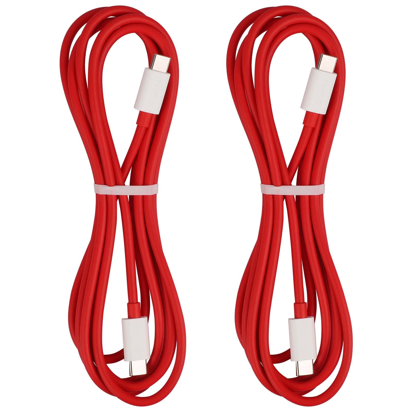 SUPERVOOC USB-C to USB-C Cable 6.6FT 2-Pack - 65W Fast Charging Type C Cable for OnePlus 10T 9 Pro 8T 8 Pro 7T, iPad Pro, MacBook Pro/Air - Perfect for Home, Office & Travel Charging