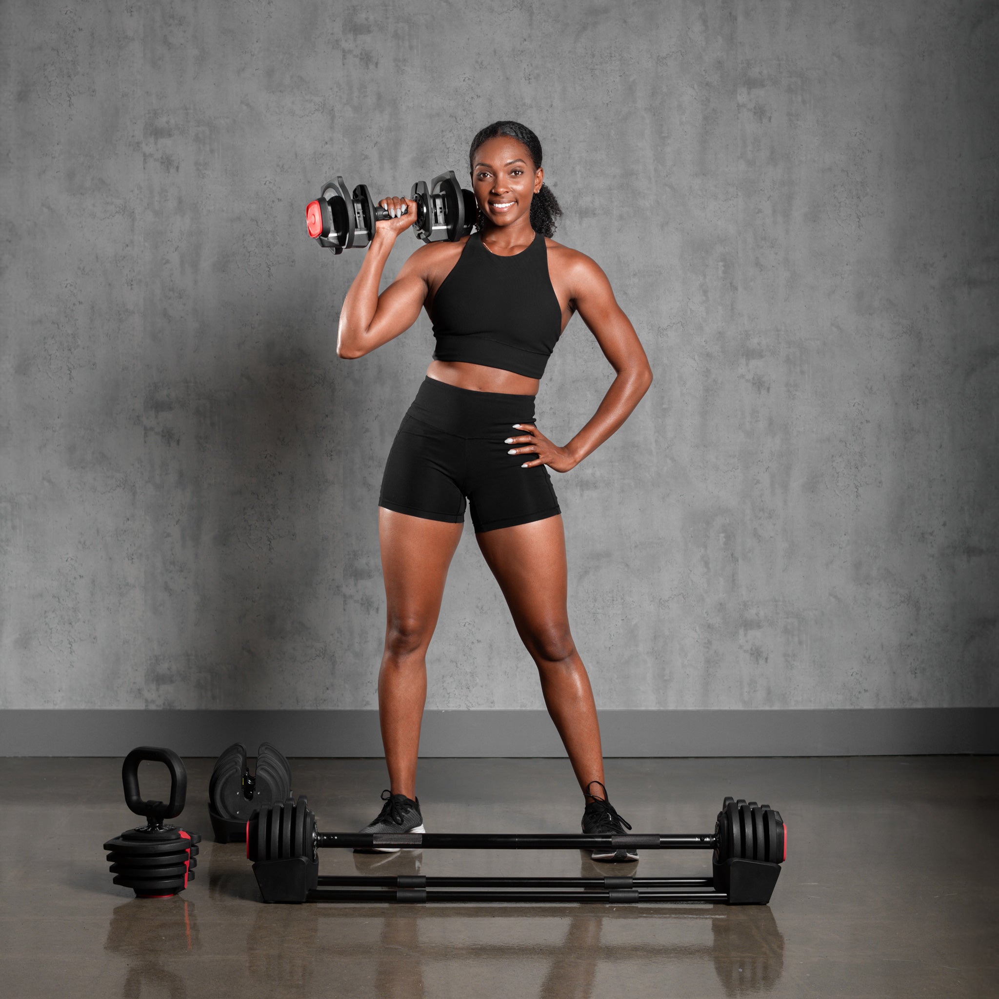 AmStaff Fitness 3-in-1 Adjustable Dumbbell Kettlebell Barbell Set (2 x 43 lbs) - Home Gym Strength Training Equipment for Full Body Workouts