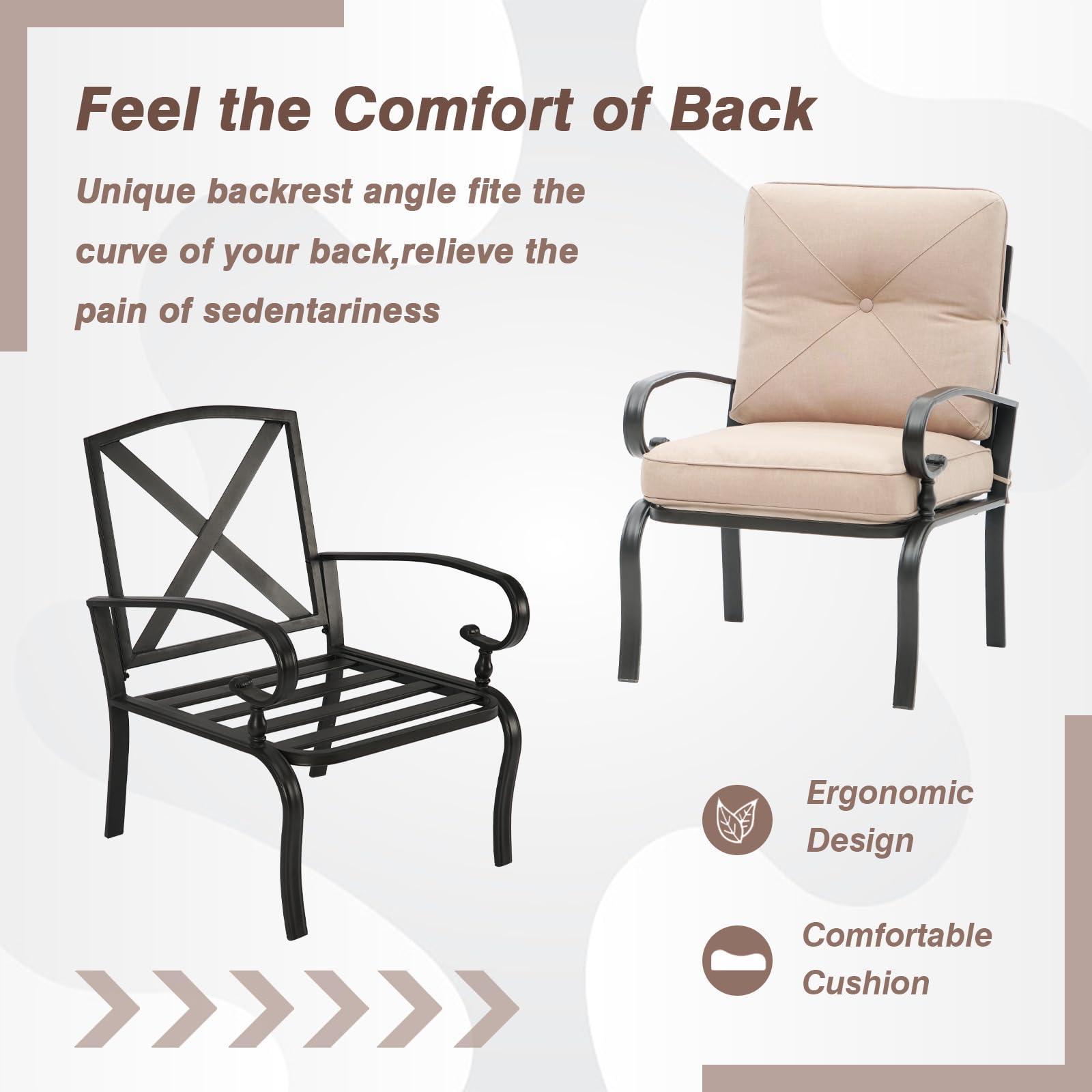 2-Piece Outdoor Patio Bistro Chair Set - All-Weather Metal Garden Dining Furniture (Brown) - Perfect for Backyard, Balcony, and Poolside Relaxation