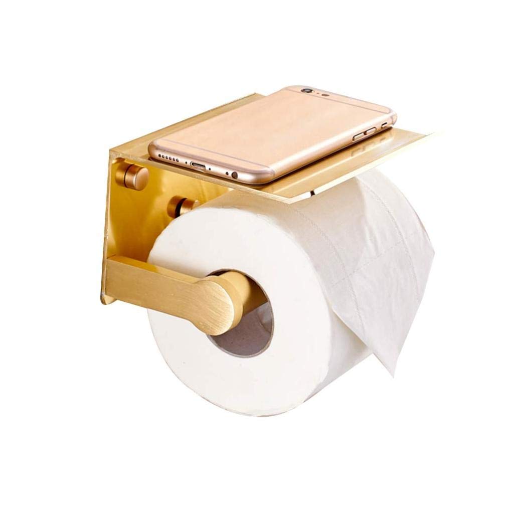 Stainless Steel Wall Mounted Toilet Paper Holder with Phone Stand - Multifunctional Bathroom Organizer for Toilet Tissue, Towels & Smartphones - Space Saving Design for Home, Bathroom & Office Use