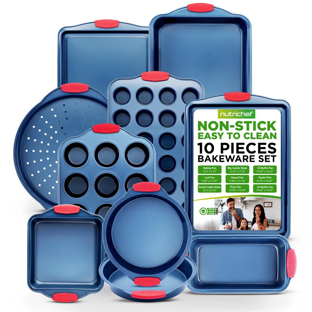 Non-Stick Baking Sheet Set - 3-Piece Cookie Sheet Pan for Oven Baking | Perfect for Cookies, Pizza, Roasting Veggies & More
