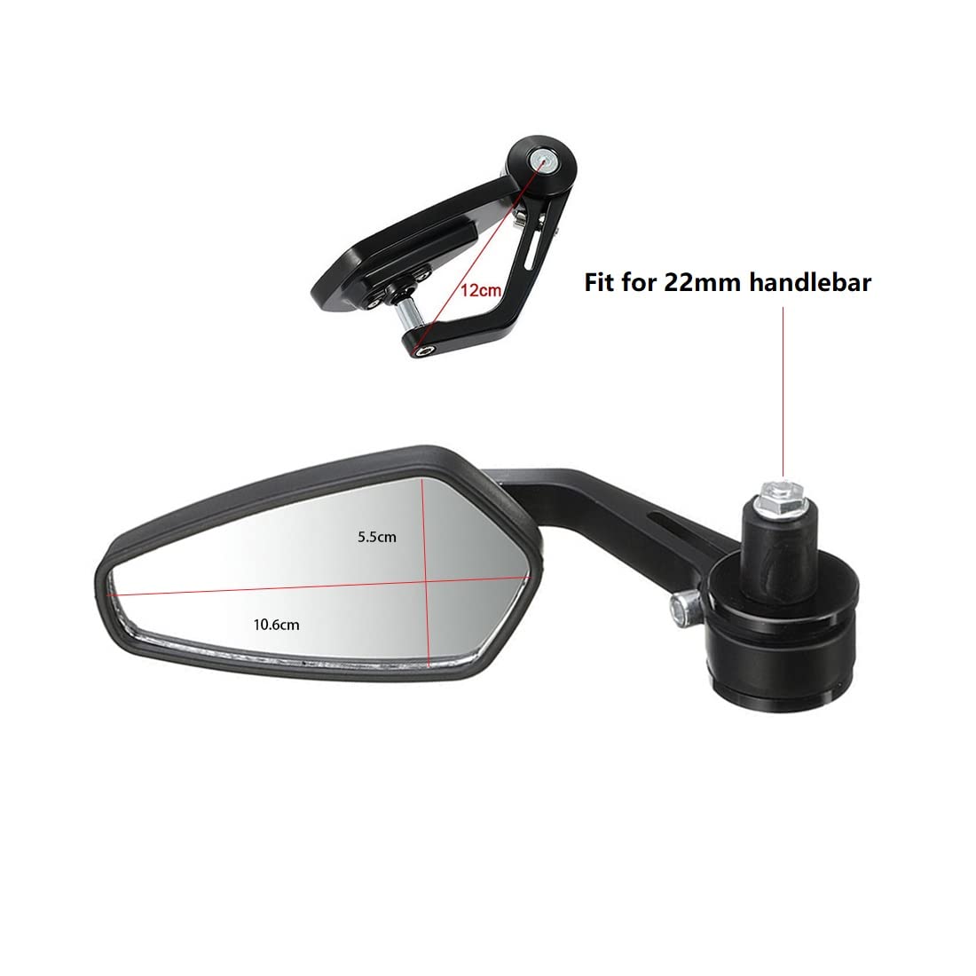 22mm Black Oval Motorcycle Handlebar Rearview Mirror - Universal Fit for Cafe Racer & Bobber Bikes - Durable Side Mirror for Enhanced Road Safety (Perfect for Urban Commuting & Highway Riding)