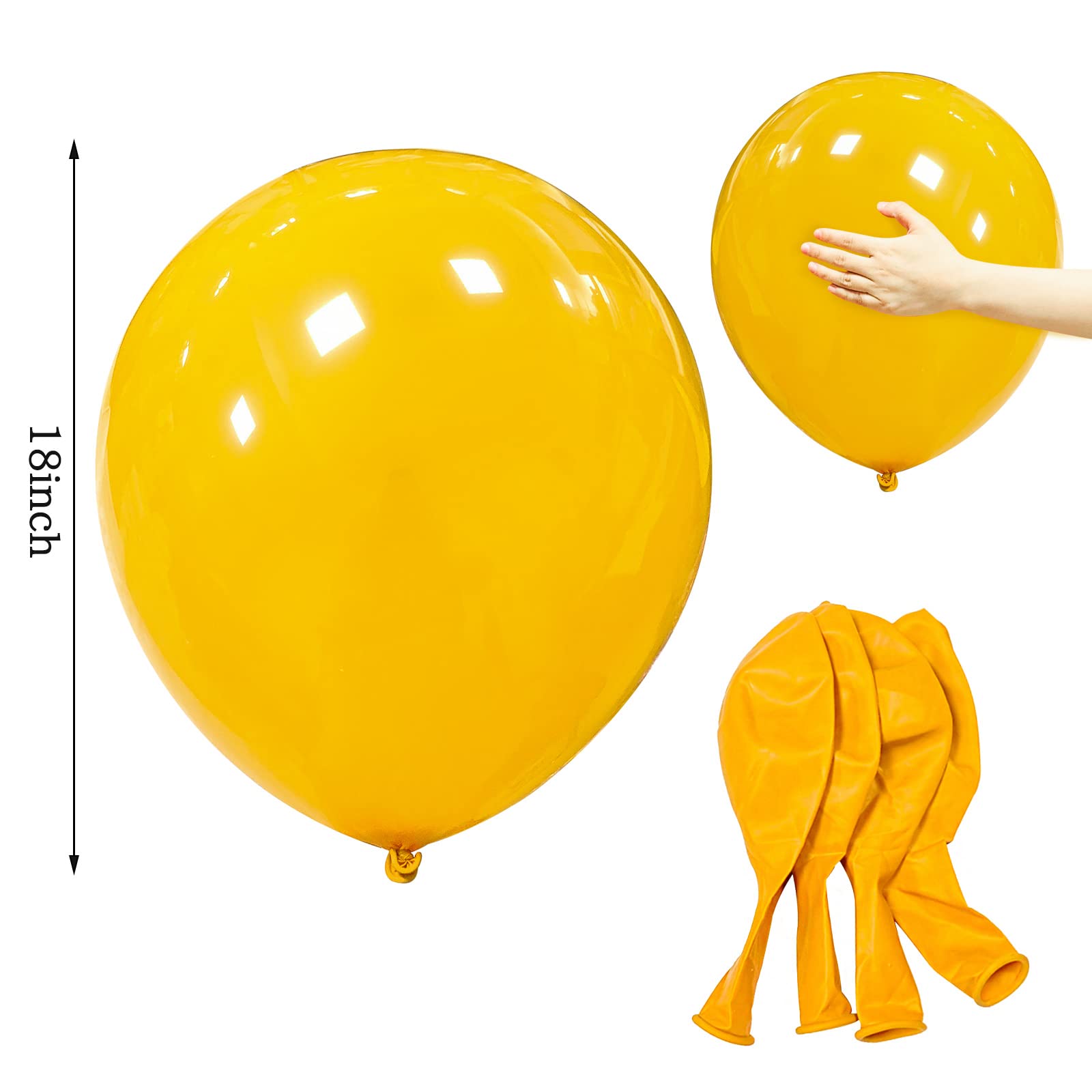 18 Inch Yellow Latex Balloons 12 Pack - Large Round Helium Balloons for Wedding, Birthday, Baby Shower, Engagement, Anniversary & Party Decorations | Perfect for Indoor & Outdoor Celebrations, Balloon Arches & Photo Backdrops