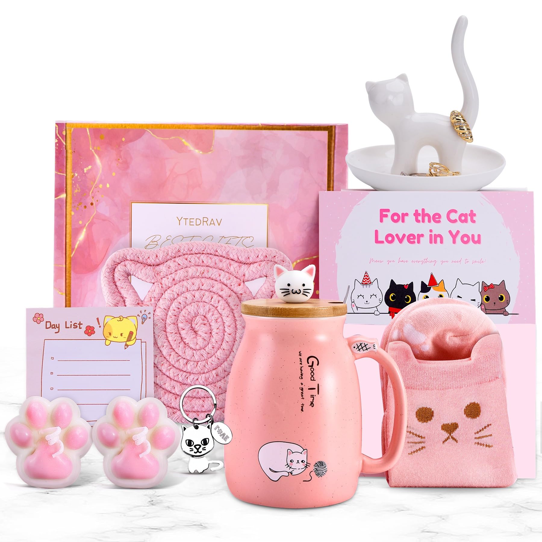 Best Cat Lifts Gift Box for Women - Cute Cat Themed Presents for Cat Lovers, Mom, Wife, Daughter & Friends (Pink -090) | Perfect for Christmas, Birthday & Mother's Day Gifts | Home Decor & Pet Lover Accessories
