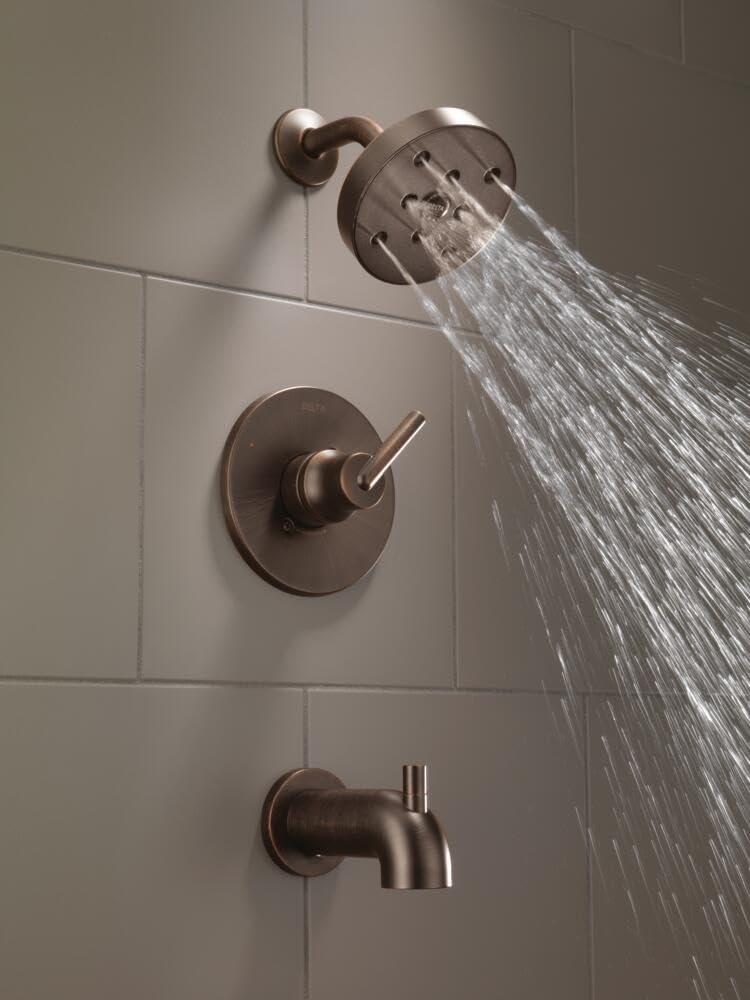 Delta Trinsic 14 Series Single-Function Oil Rubbed Bronze Shower Faucet Set with H2Okinetic Technology - T14459-RB Venetian Bronze Shower Valve Trim Kit (Valve Not Included) - Perfect for Bathroom Renovation & Modern Home Upgrade