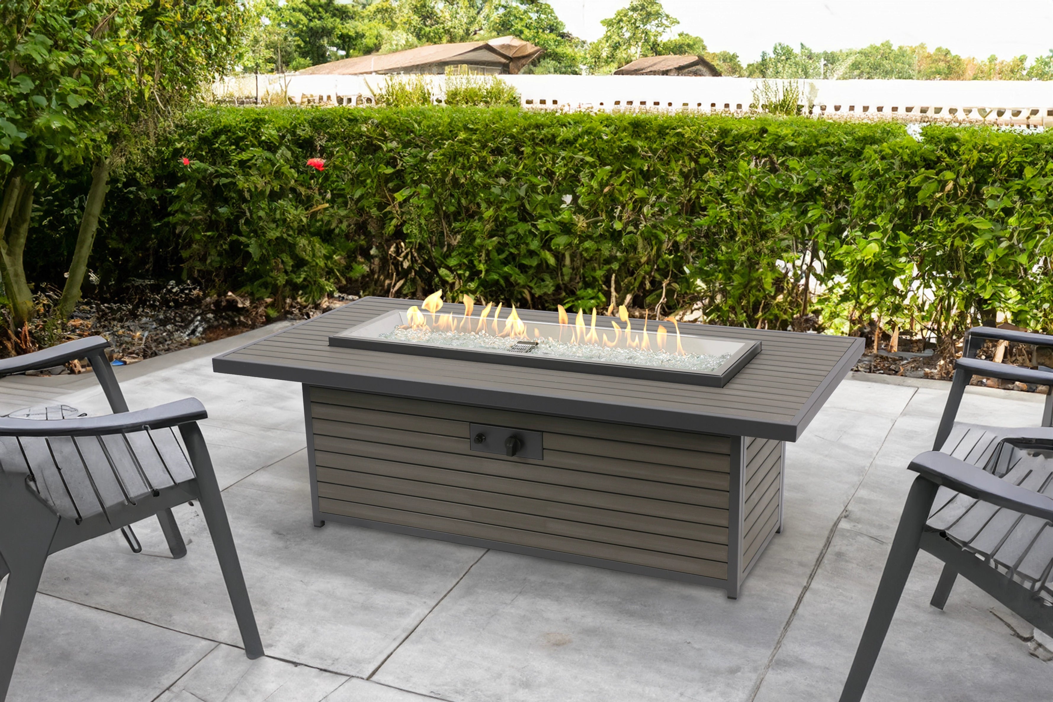 Outdoor Greatroom Company Brooks Linear Fire Table - Modern Gas Fire Pit Table for Patio, Deck, Backyard - Perfect for Outdoor Entertaining & Relaxation
