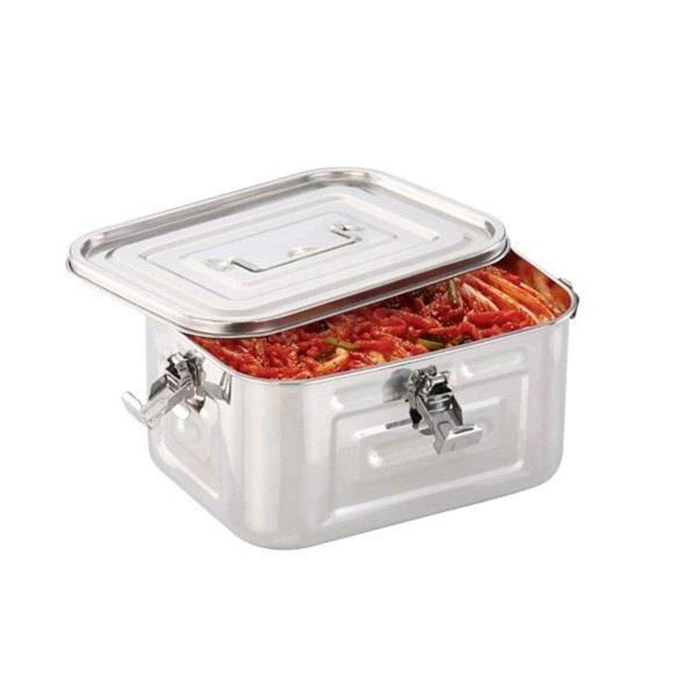 Premium Stainless Steel Kimchi Fermentation Container - 5L (168oz) Rectangular Food Storage Box with Airtight Lid - Ideal for Homemade Kimchi, Pickles, Sauerkraut & Fermented Foods