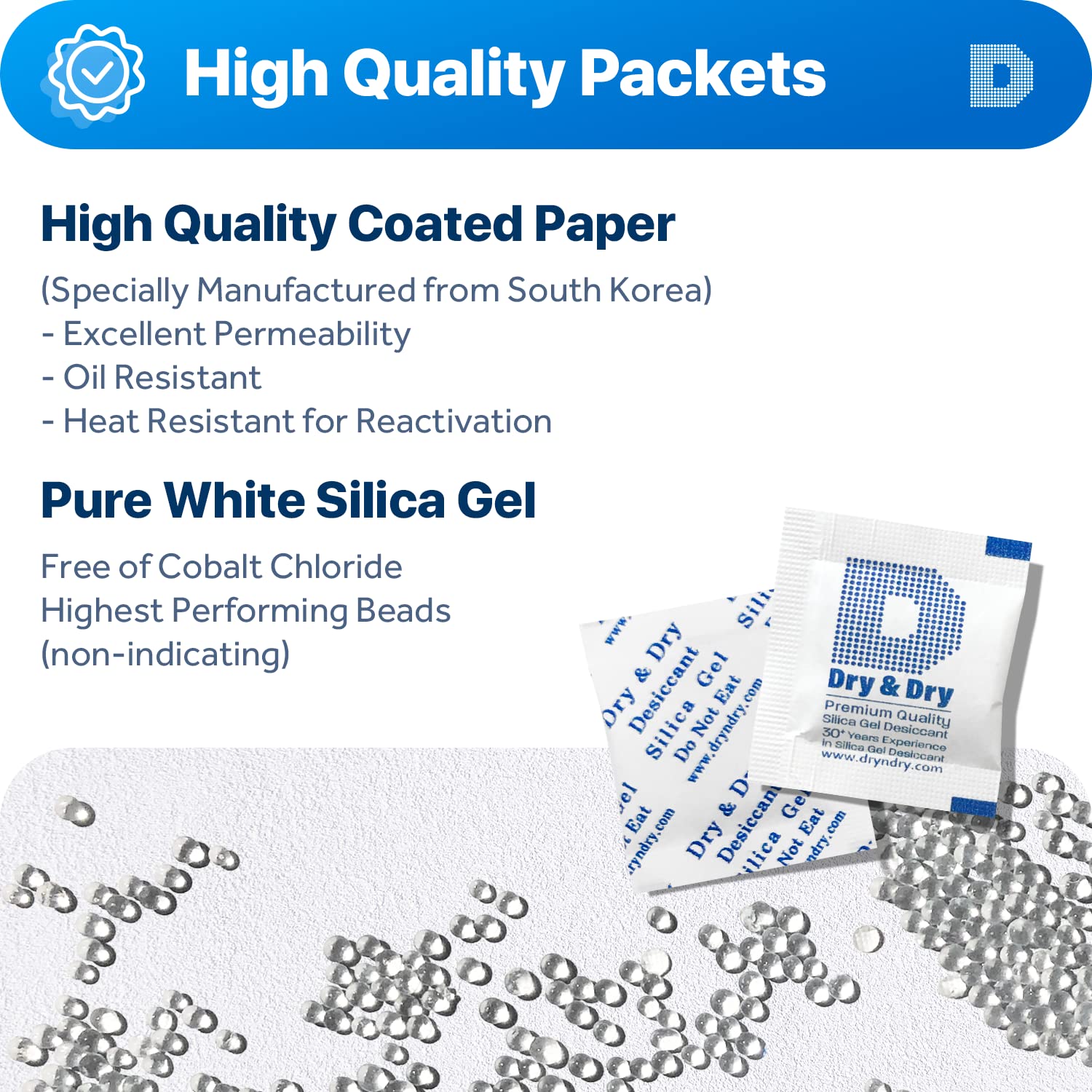 Dry & Dry 1 Gram (10,000 Packets) Food Safe Silica Gel Desiccant Packs - Moisture Absorber for Food Storage, Electronics, Documents & Closet Organization