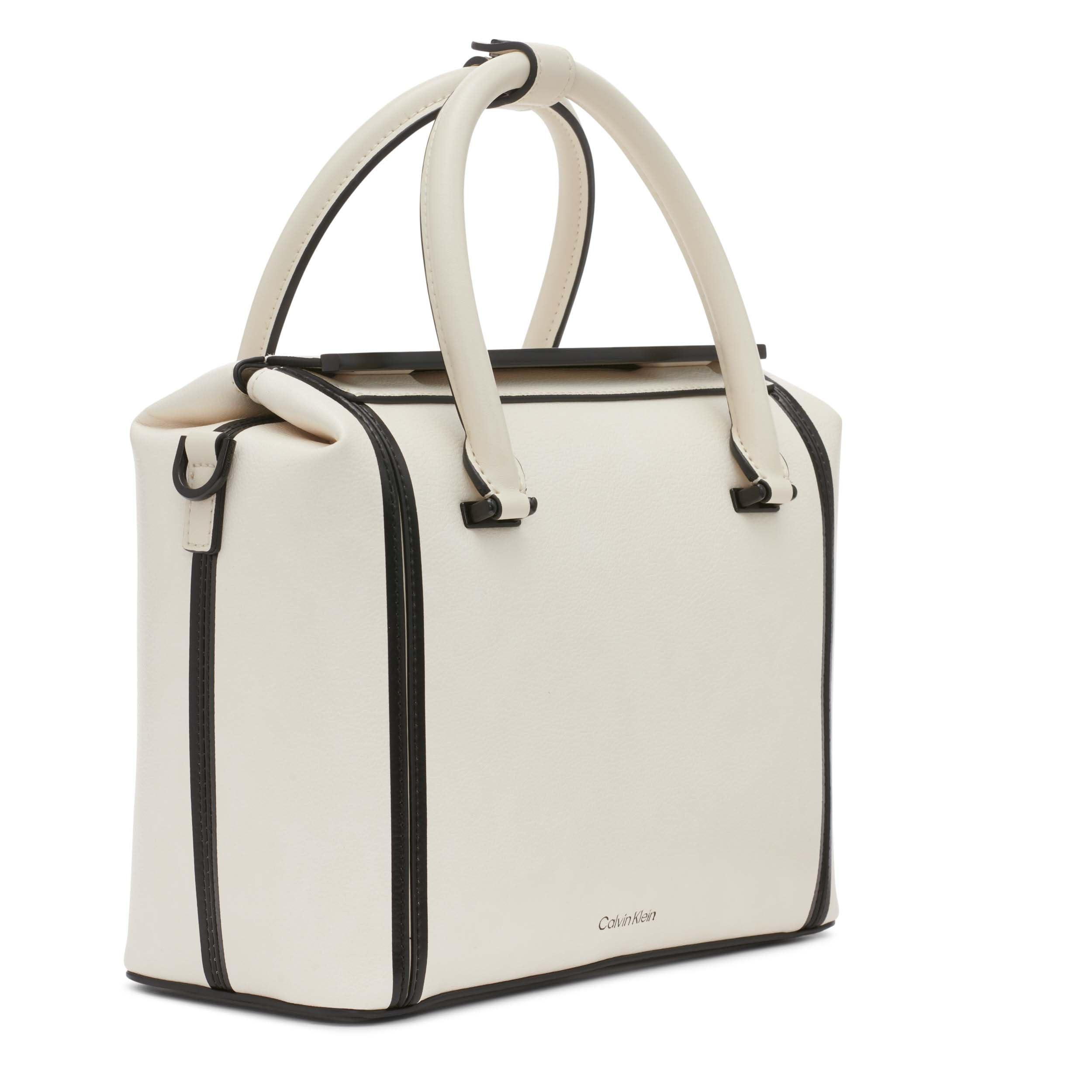 Calvin Klein Perry Organizational Dome Satchel - Stylish Leather Handbag for Women, Perfect for Work, Travel & Everyday Use