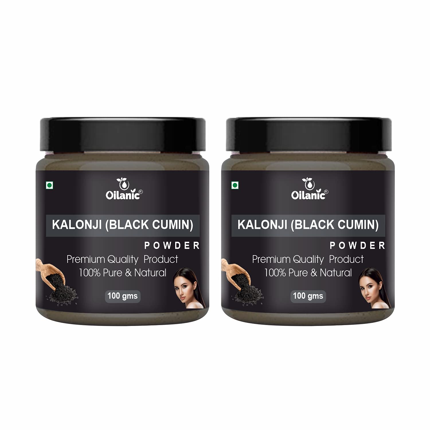 Oilanic 100% Pure Natural Kalonji Powder (Black Seed) - 2 Pack (200g Each) for Skin & Hair Care | DIY Beauty Recipes, Herbal Remedies & Wellness Boost