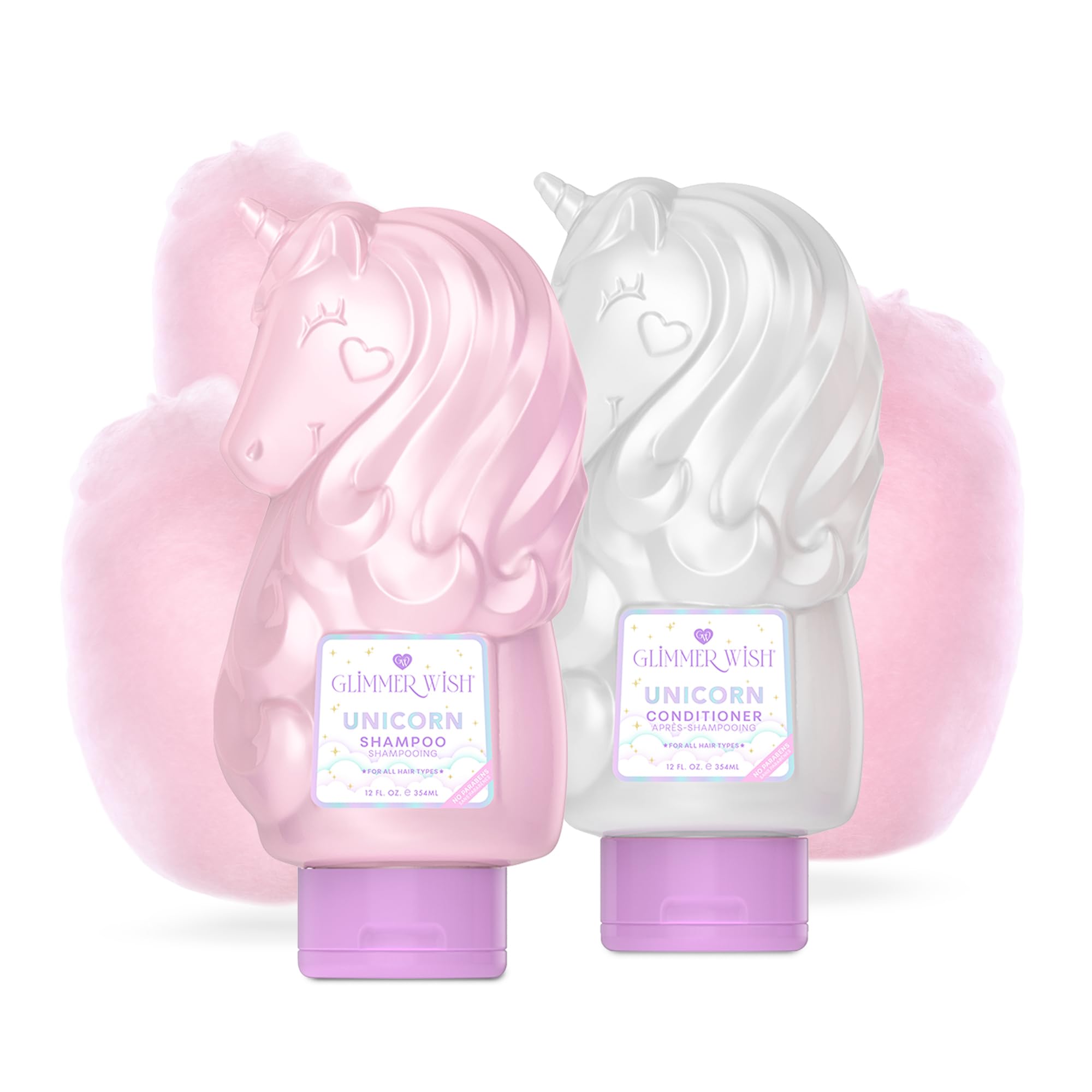 Glimmer Wish Premium Unicorn Shampoo & Conditioner Set - Tropical Beach Scent, Sulfate & Paraben Free, Vegan & Cruelty Free (2 x 12 Fl Oz) | Gentle Hair Care for Kids & Adults, Perfect for Daily Use & Sensitive Scalp