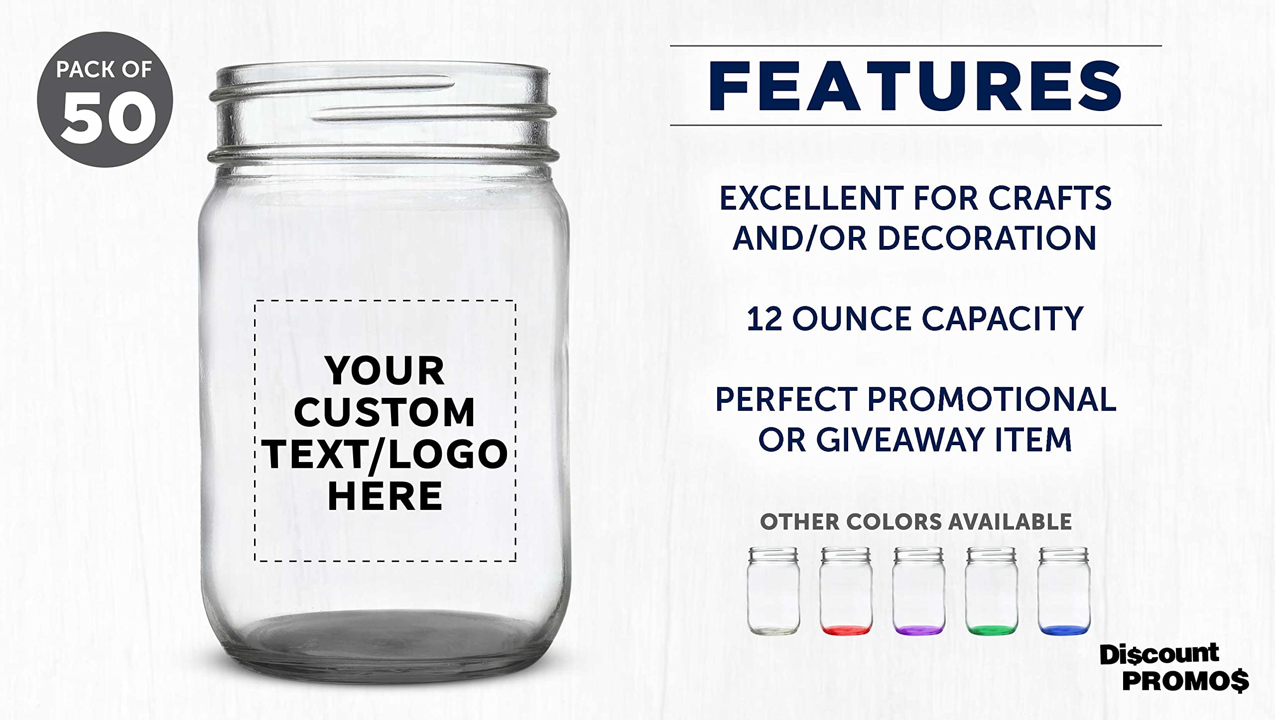 Customized 12 oz Mason Jars Bulk Pack - Set of 50 Glass Jars with Lids for Food Storage, DIY Crafts, Wedding Favors & Party Decor - Perfect for Overnight Oats, Candies, Spices, Pickling, Beverages & Home Organization