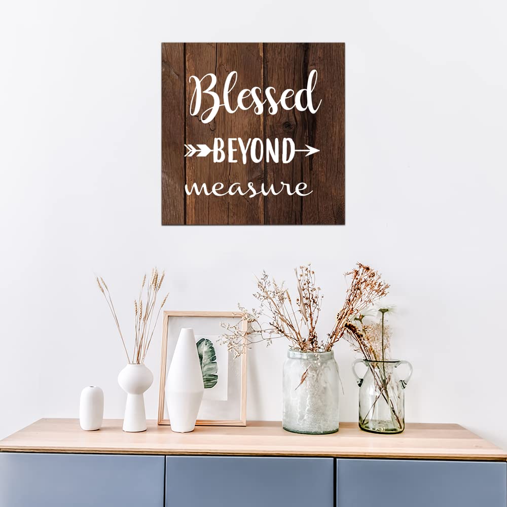 Blessed Wall Art Decor - 11.8x11.8 Wooden Hanging Sign for Home & Office