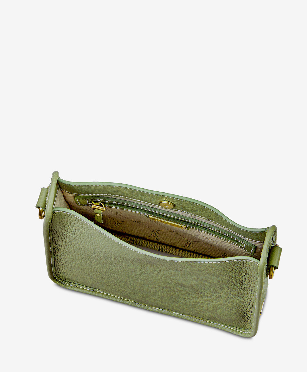 Elle Crossbody Bag in Sage Pebble Grain Leather - Stylish & Durable Women's Shoulder Purse for Work, Travel & Everyday Use