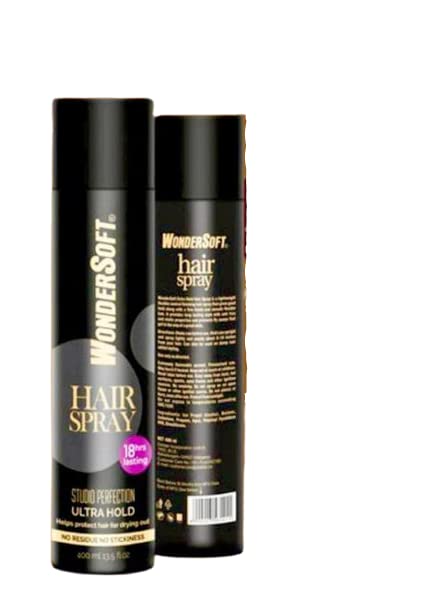 Wondersoft Professional Studio Perfection Hair Styling Spray - 18 Hour Ultra Strong Hold, No Residue & Non-Sticky Formula for All-Day Volume & Control | Perfect for Salon Styling, Weddings, and Special Events