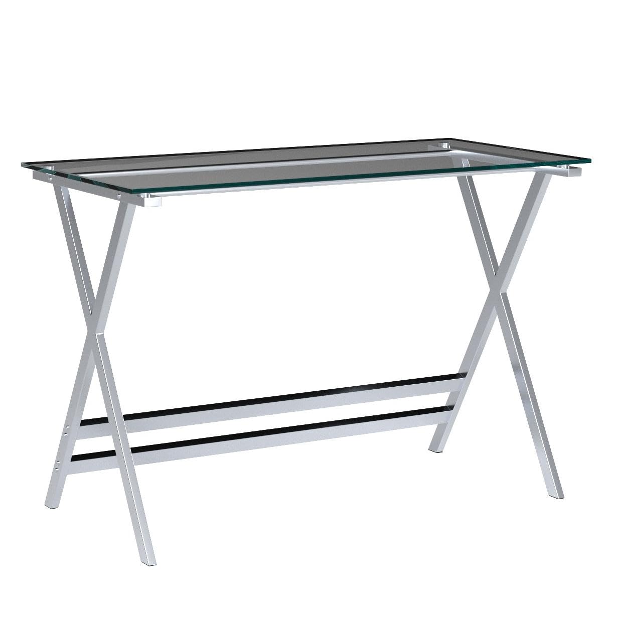 Modern Tempered Glass Computer Desk - Small Writing Study Desk for Students & Home Office, Perfect for Dorm Rooms, Small Spaces & Remote Work