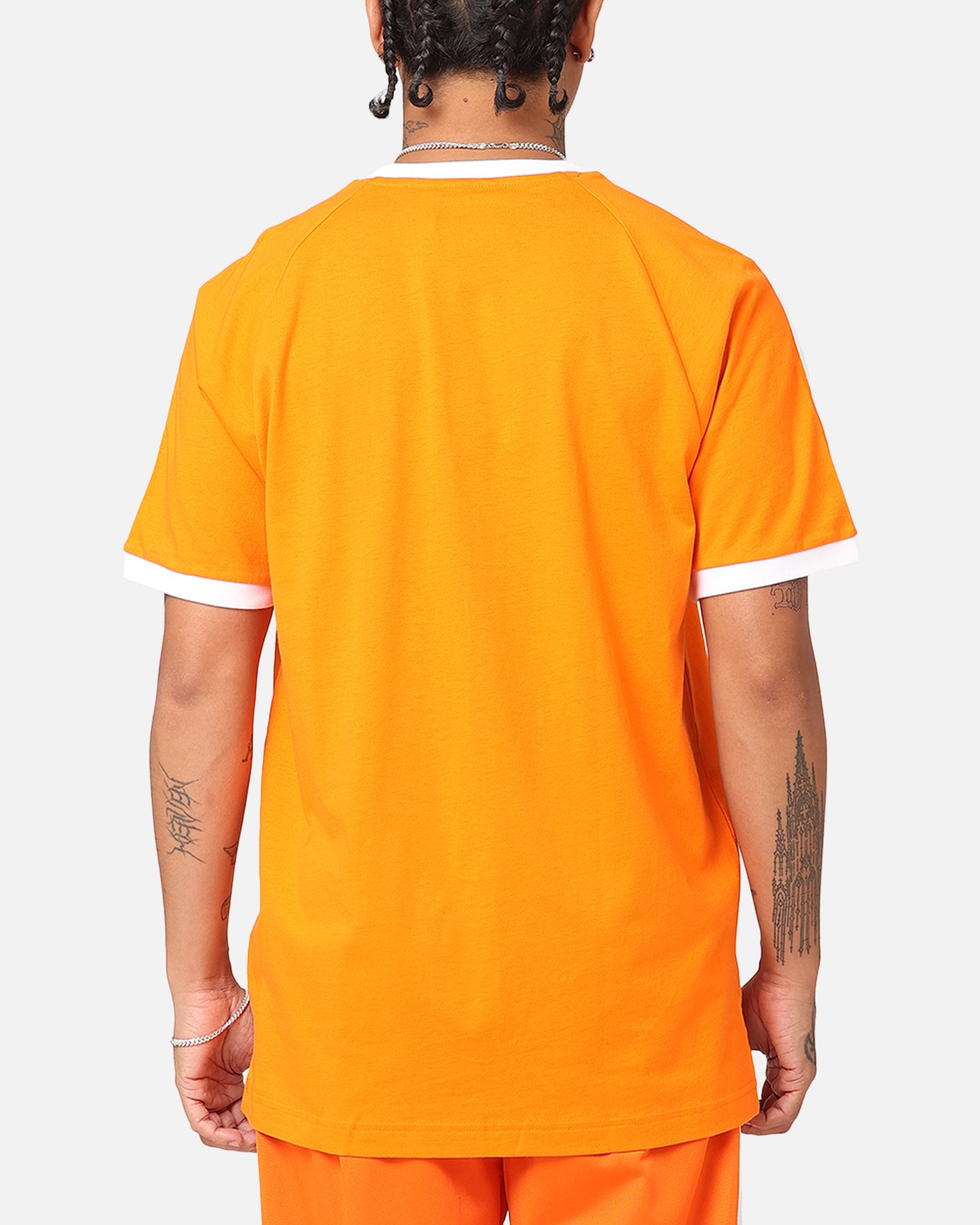 Adidas 3 Stripes T-Shirt for Men - Orange Cotton Casual Tee - Perfect for Gym, Running & Everyday Wear