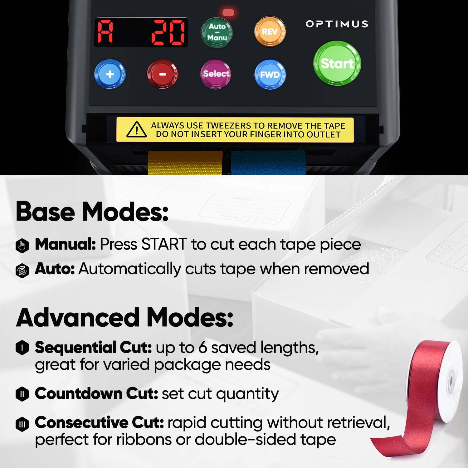BladeMaster PRO Automatic Ribbon Cutting Machine - Commercial Grade Smart Tape Dispenser with Auto Cutter (2024 Upgraded Model) - Perfect for Gift Wrapping, Packaging, and Crafting - USA Stock Black