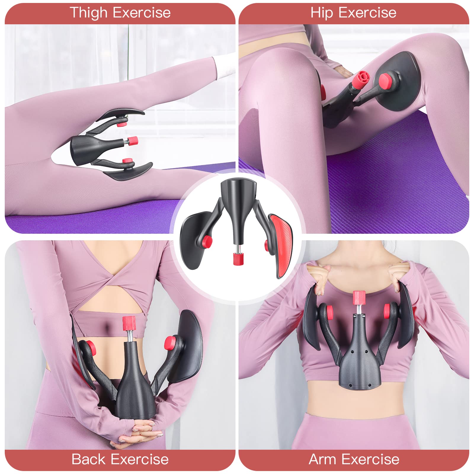 Spopal Adjustable Thigh Master - Pelvic Floor & Kegel Exercise Equipment for Women & Men, Leg/Arm/Hip Strengthener with 5 Yoga Straps - Perfect for Home Workouts, Postpartum Recovery & Fitness Training