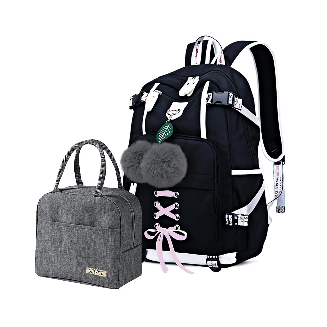 GUIVITU Girls School Backpack Set - Cute Kids Bookbag with Lunch Bag for Elementary, Middle School & Travel | Lightweight Durable Daypack for Girls Ages 5-12 (Perfect for School, Day Trips & Outdoor Adventures)