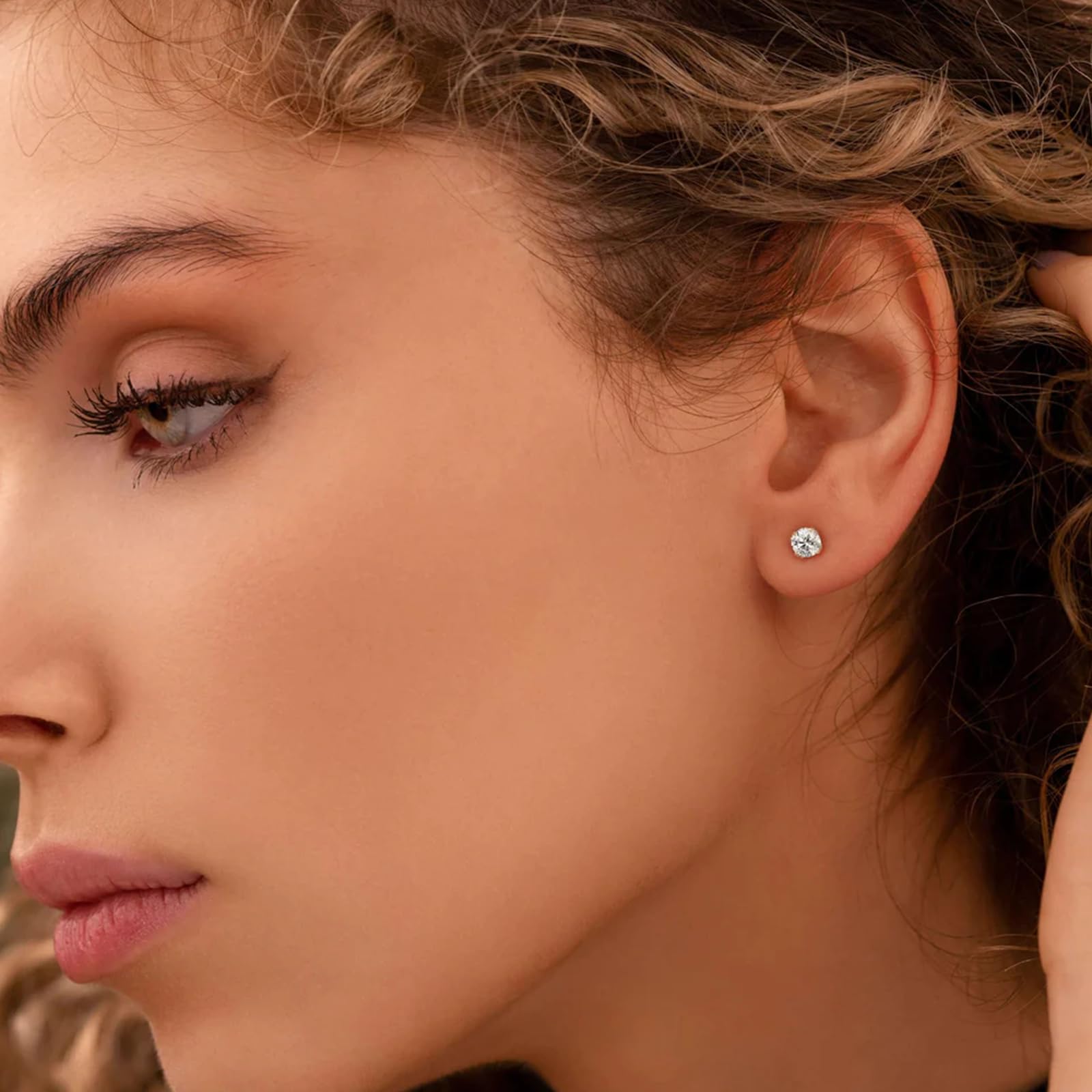 Hypoallergenic Titanium Screw Back Earrings for Women & Toddlers - 5mm Cubic Zirconia Flat Back Studs for Cartilage, Helix & Tragus Piercing (Silver) | Perfect for Daily Wear, Sensitive Ears & Gift Giving