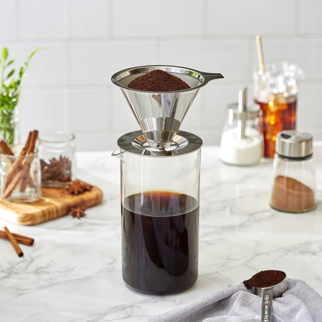 Premium Stainless Steel Reusable Coffee Filter - Durable & Eco-Friendly for Pour Over, Drip, and Cold Brew Coffee Makers - Perfect for Home, Office, and Camping Use