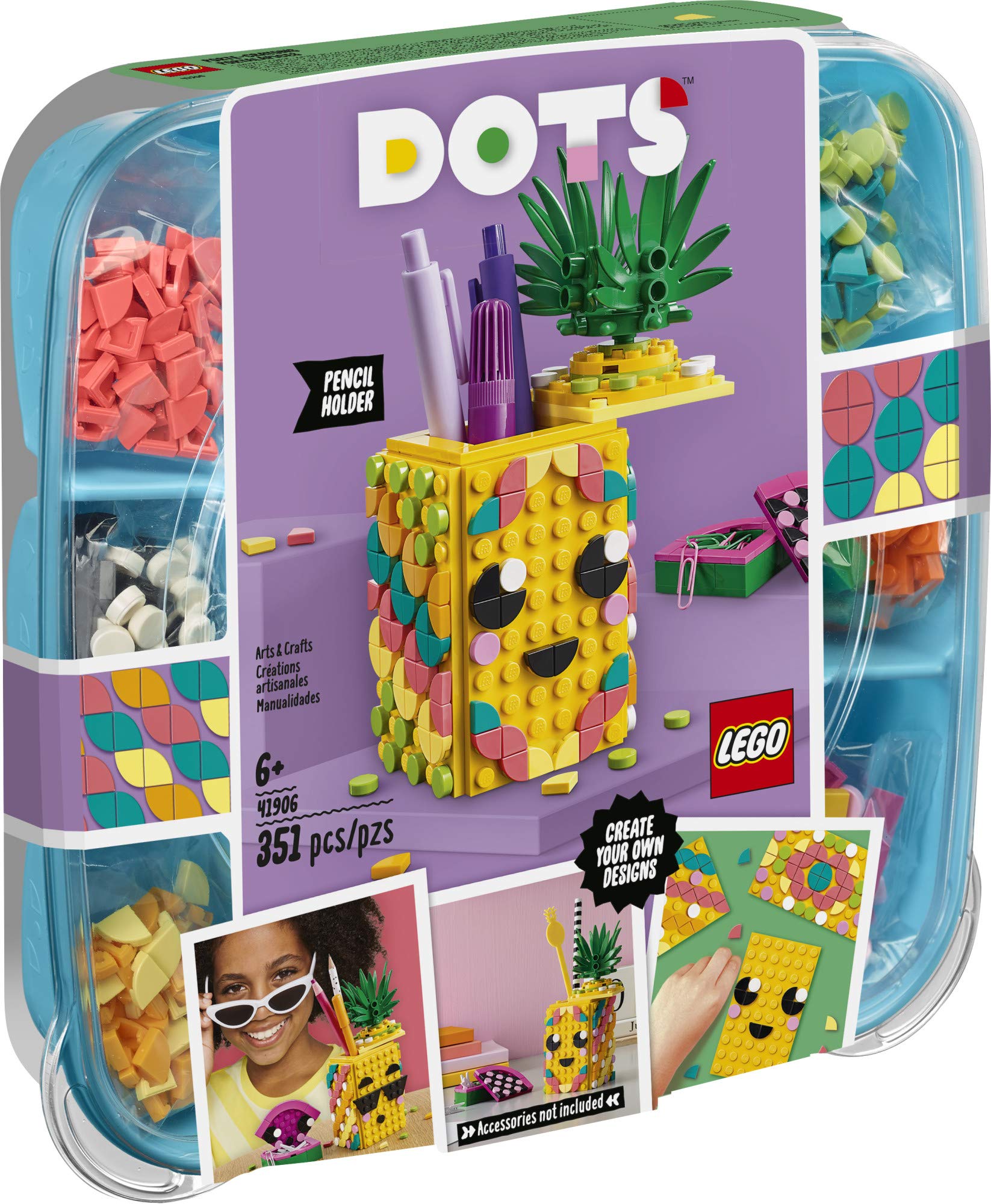 LEGO DOTS Pineapple Pencil Holder 41906 - 351 Piece DIY Craft Kit for Kids, Creative Arts & Crafts Project, Fun Holiday & Birthday Gift Idea - Perfect for Desk Organizer & Kids Room Decor