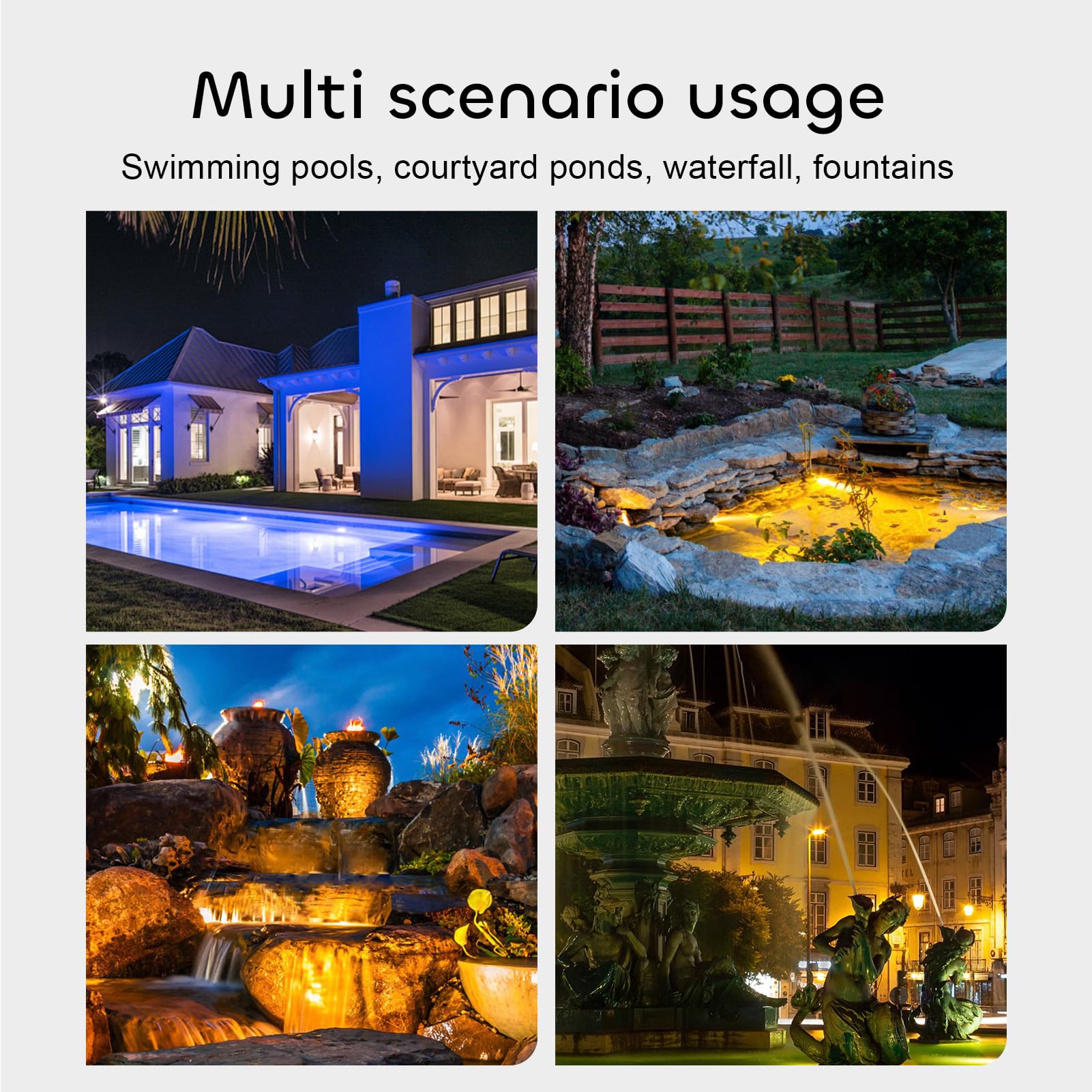 Submersible LED Pond Lights with Remote - IP68 Waterproof RGB Color Changing for Garden & Fountain