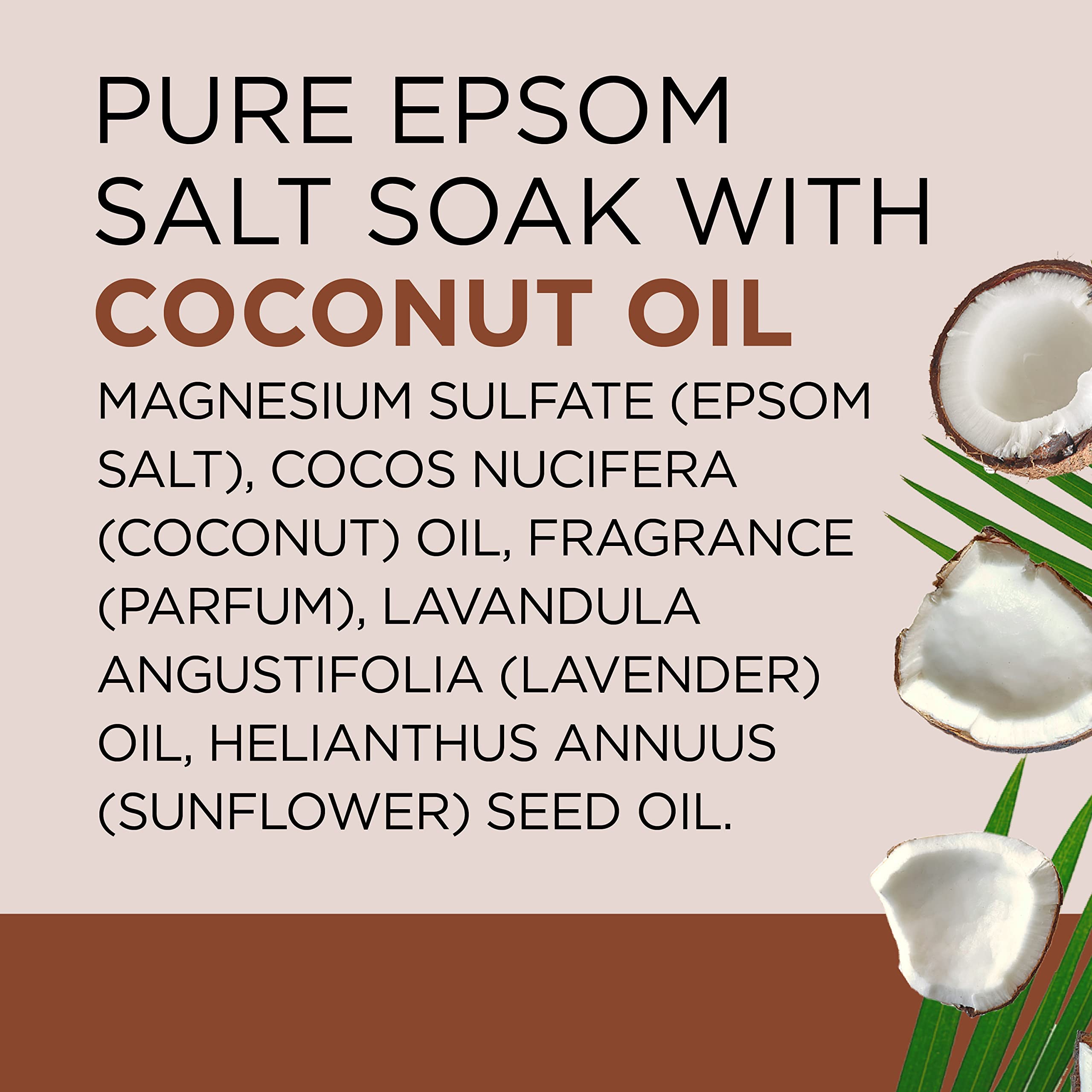 Dr Teal's Pure Epsom Magnesium Salt Soak with Coconut Oil - 3 lbs (Pack of 4) for Muscle Relaxation, Stress Relief & Skin Nourishment | Perfect for Bath Time, Post-Workout Recovery & Self-Care Routine