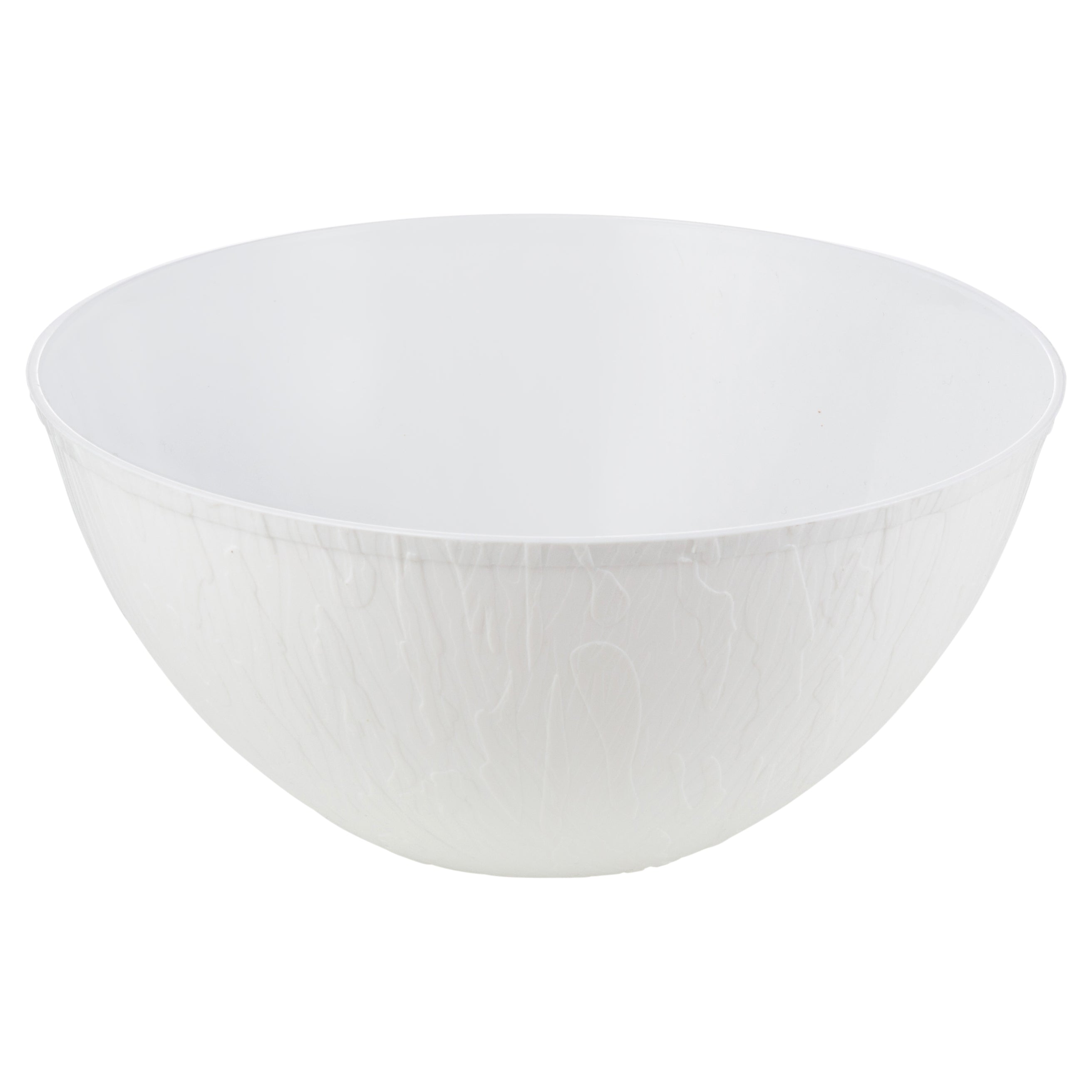 5-Pack White Plastic Salad Bowls with Wood Grain Design - Perfect for Parties, Picnics & Everyday Dining