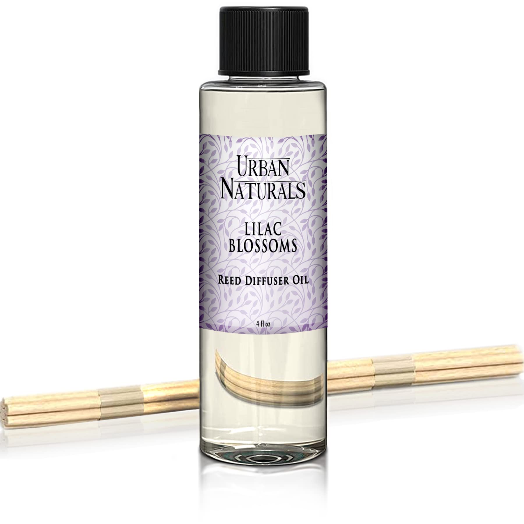 Urban Naturals Lilac Blossoms Scented Oil Reed Diffuser Refill with Free Reed Sticks - Floral Fragrance of Lily of The Valley, Violets & Lilac | Made in USA | Perfect for Home, Office & Spa Aromatherapy