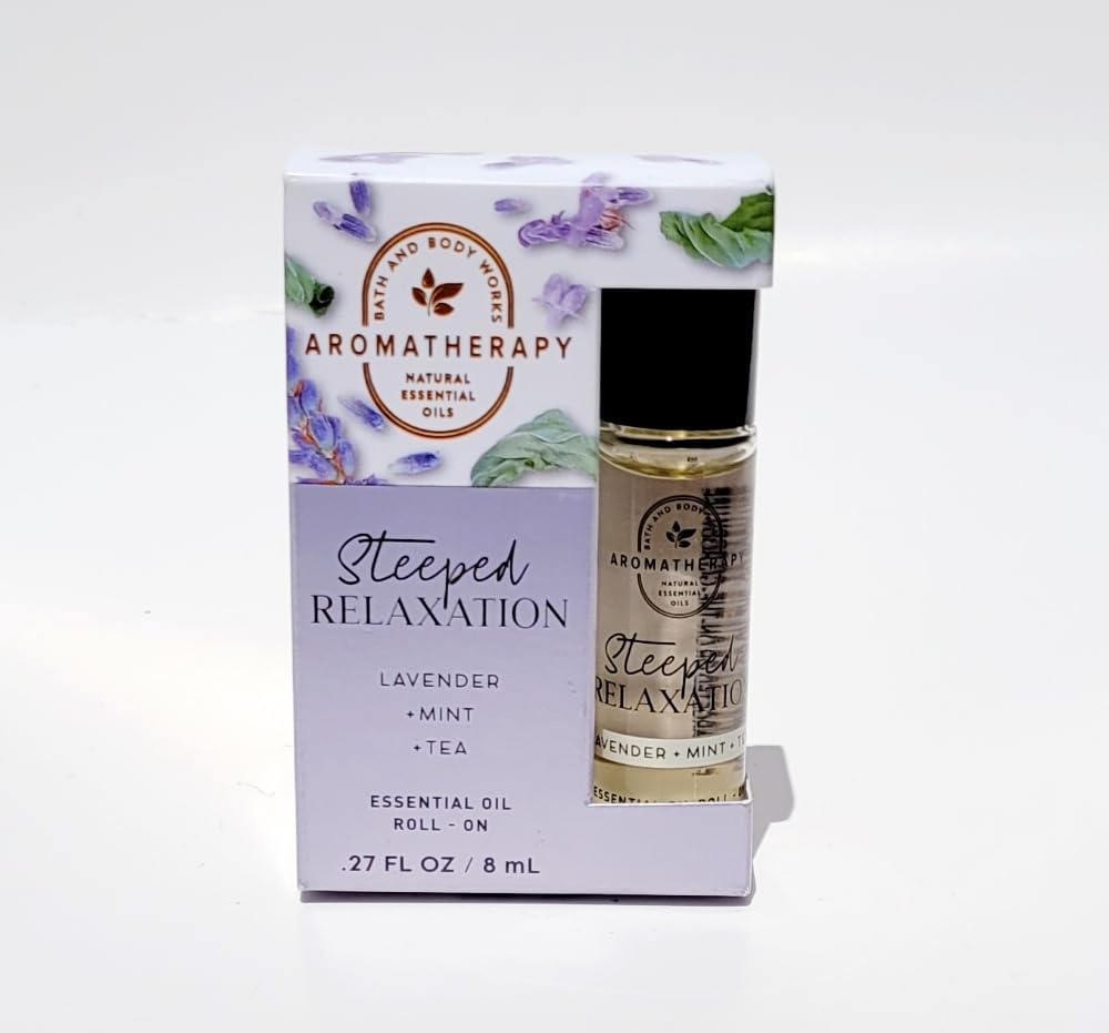 Bath & Body Works Lavender Mint Tea Essential Oil Roll-On Perfume for Women - Stress Relief & Relaxation Aromatherapy for Home, Office & Travel