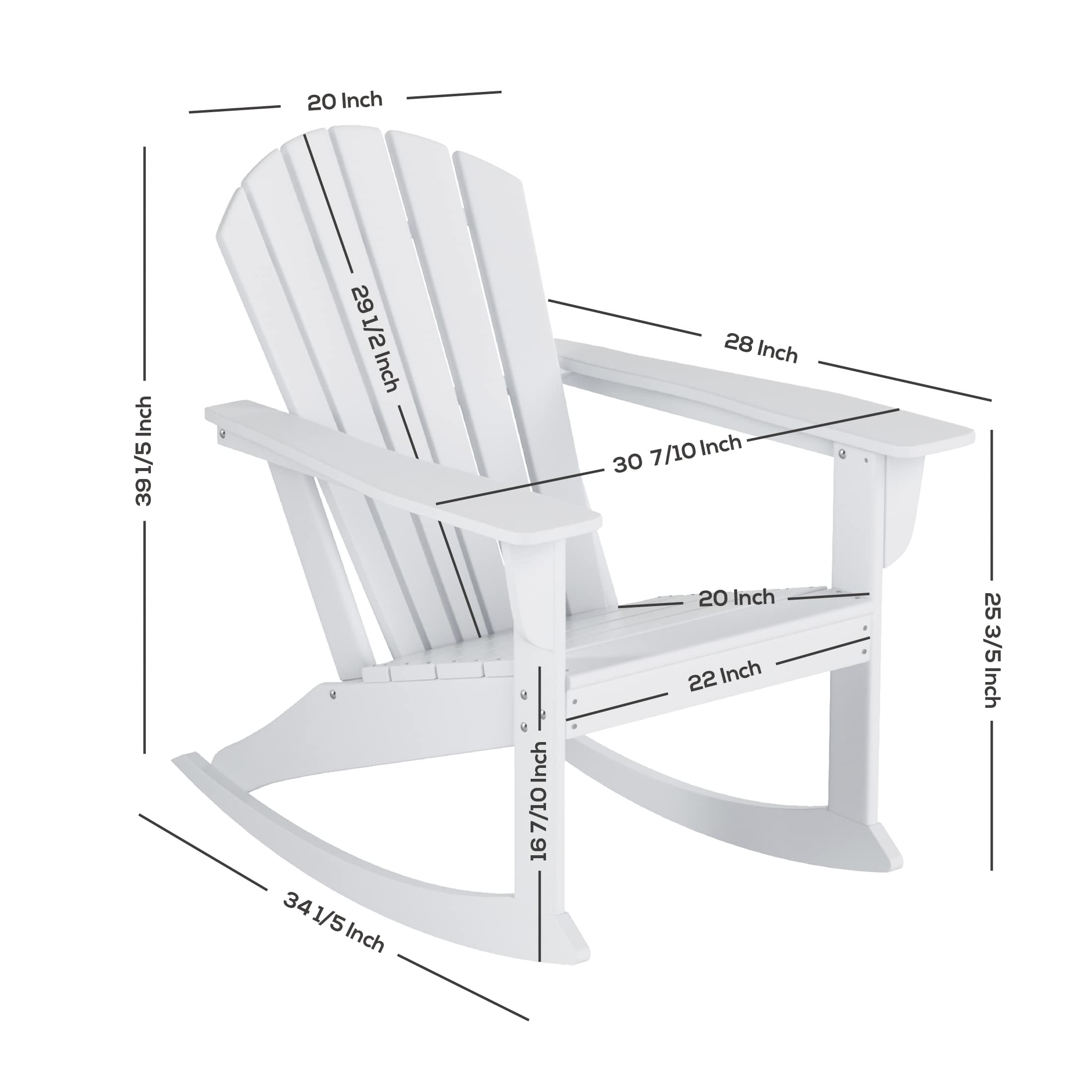 WestinTrends Dylan Outdoor Rocking Chair - All-Weather Poly Lumber Seashell Adirondack Rocker - 350 lb Weight Capacity - Black Patio Rocking Chair for Porch, Garden, Backyard & Indoor Use - Perfect for Relaxing, Reading & Enjoying Outdoor Spaces