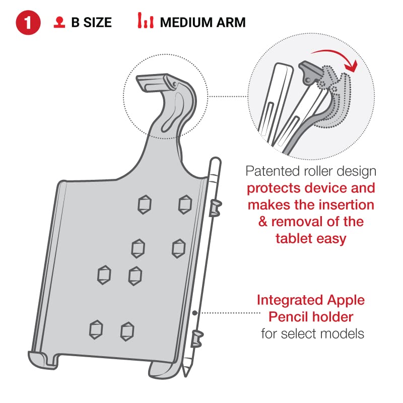 RAM MOUNTS Twist-Lock Suction Cup Mount for Apple iPad Mini 6 RAM-B-166-AP36U - Secure Vehicle Windshield Mount for Navigation & Entertainment