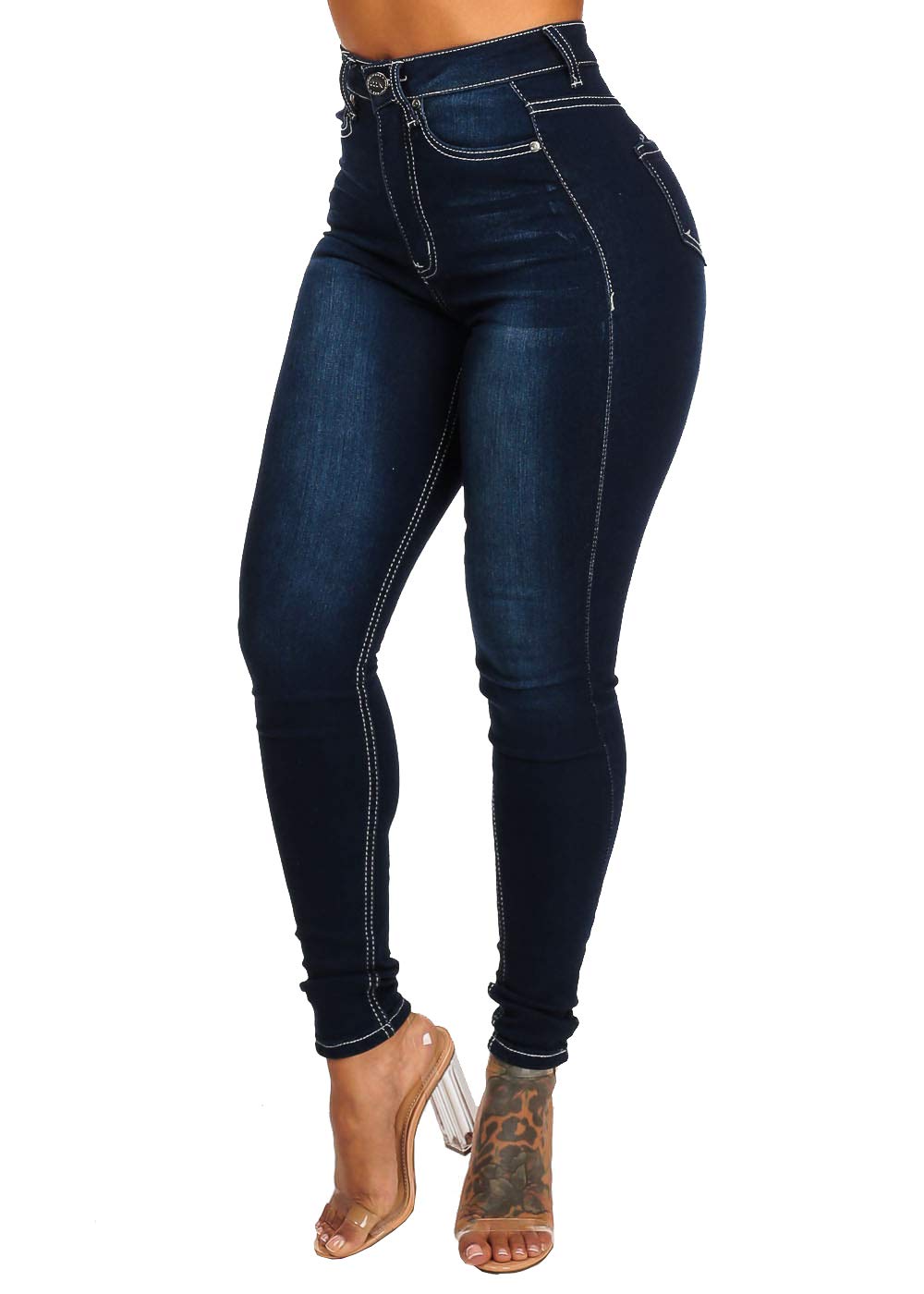 Moda Xpress Women's Ultra High Waisted Skinny Jeans - Stretchable Slim Fit Denim Pants for Everyday Wear & Night Out